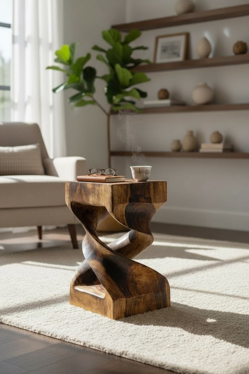 FaHome Beistelltisch Holz: Flambierter, Handgefertigter & Hochwertiger Holz günstig online kaufen