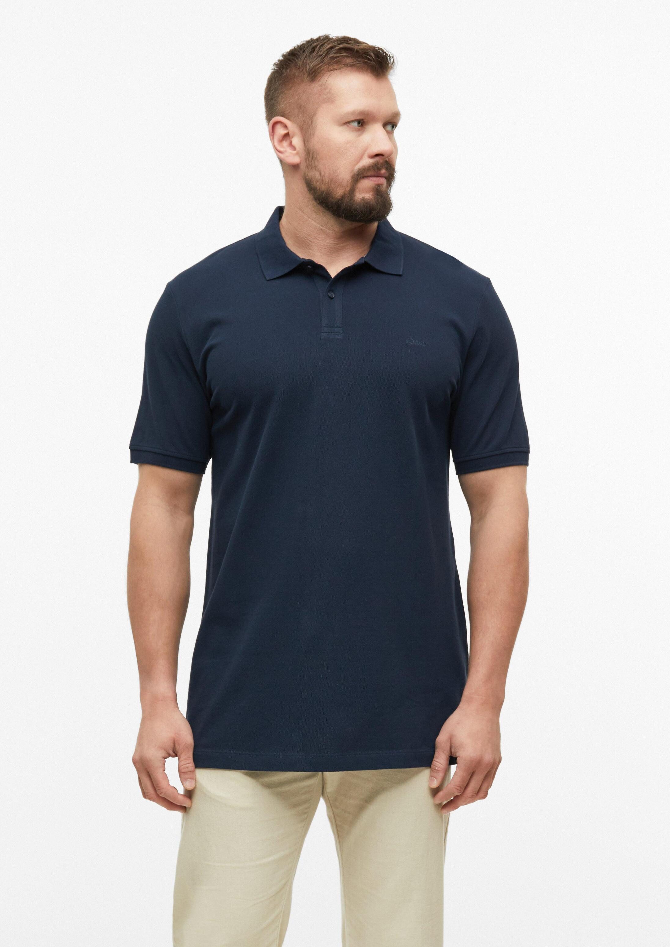 s.Oliver Kurzarmshirt Polo-Shirt Poloshirt aus Baumwollpiqué