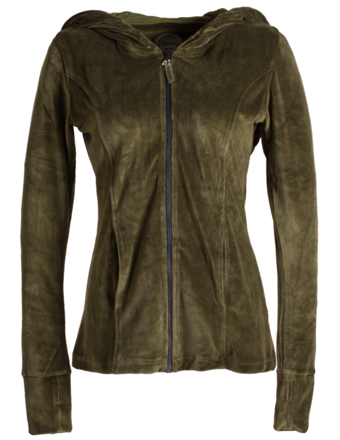 Vishes Kurzjacke Samtjacke mit großer Cape Kapuze, Daumenlöchern Goa, Boho, Hoodie, Ethno Style