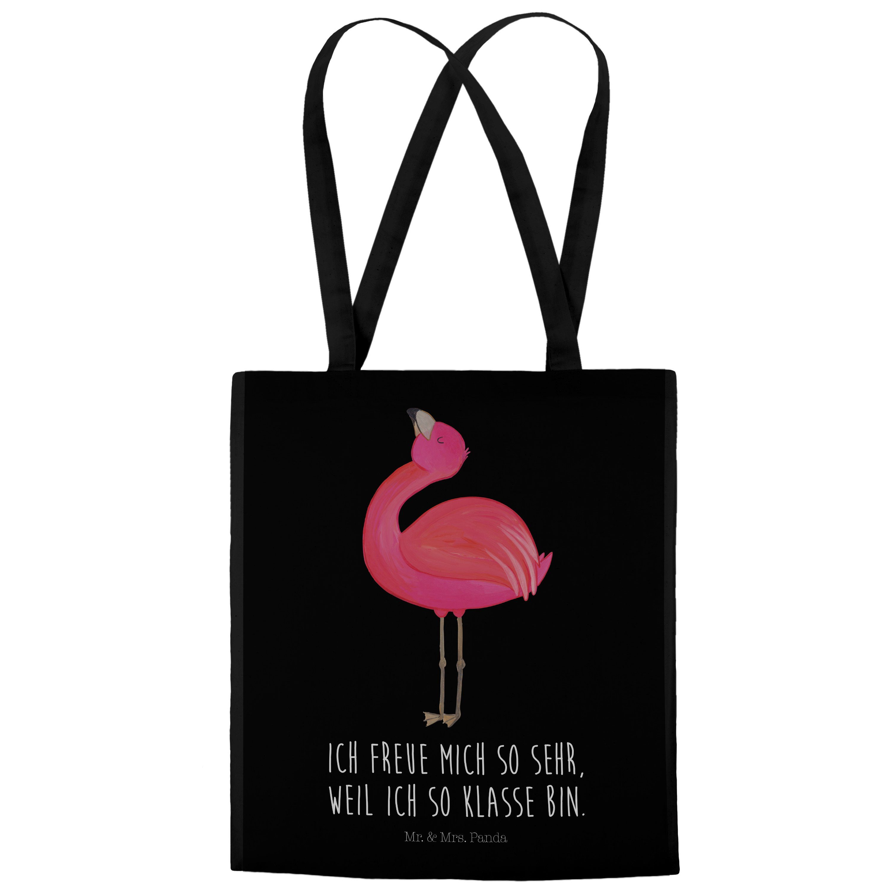 Mr. & Mrs. Panda - stolz - (1-tlg) Flamingo Freundin, Geschenk, Tochter, Schwarz Einkaufstasch Tragetasche