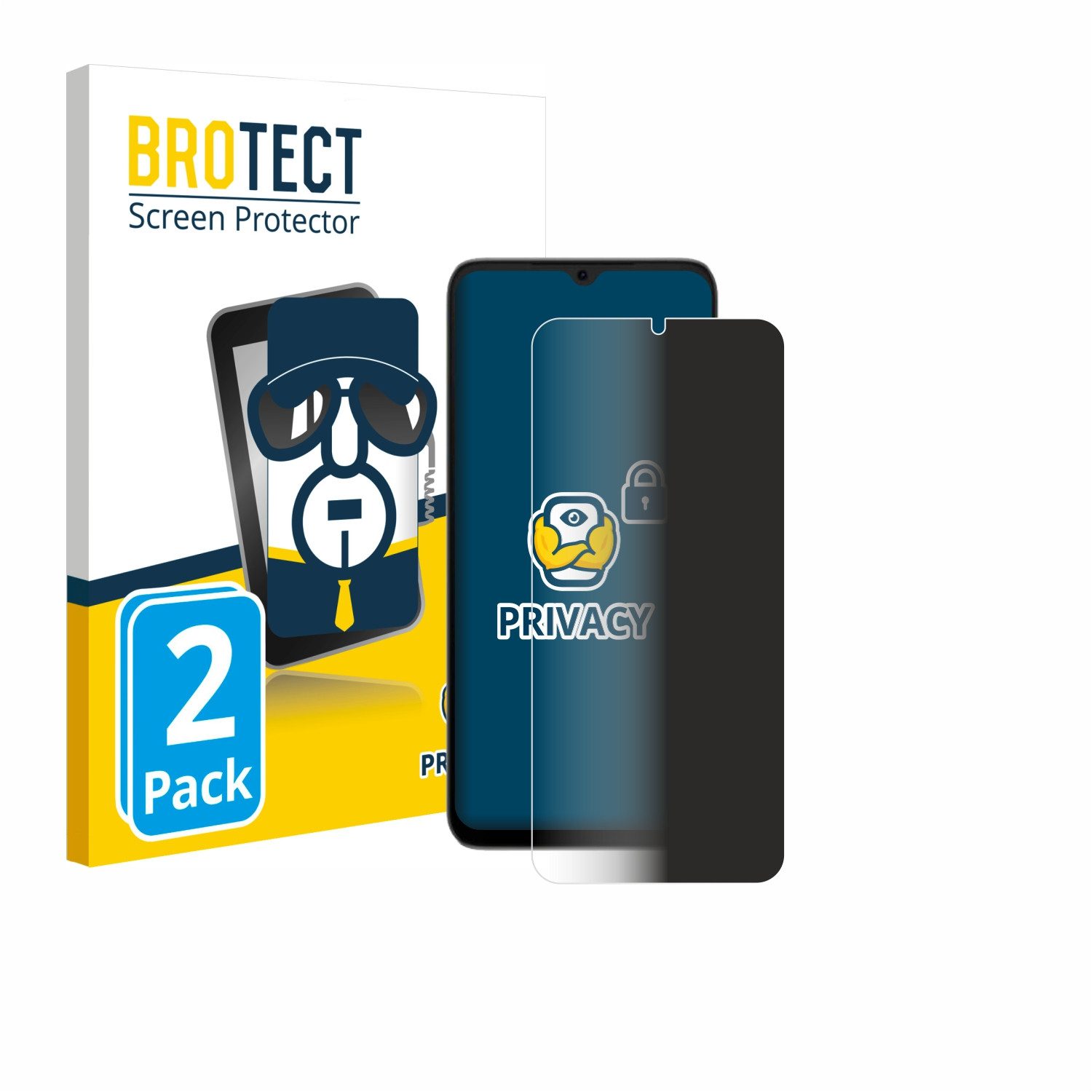 BROTECT Displayschutzfolie Sichtschutzfolie für Doogee Note 56X Pro, 2 Stück, Anti-Spy Privacy Sichtschutz Blickschutzfolie Blaulicht-Schutz
