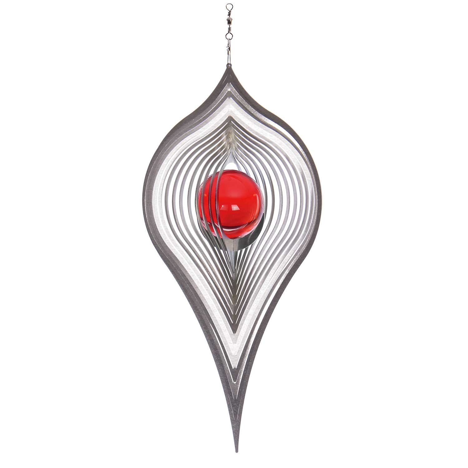 ILLUMINO Windspiel Edelstahl Windspiel Pendel mit oranger 35mm Glaskugel