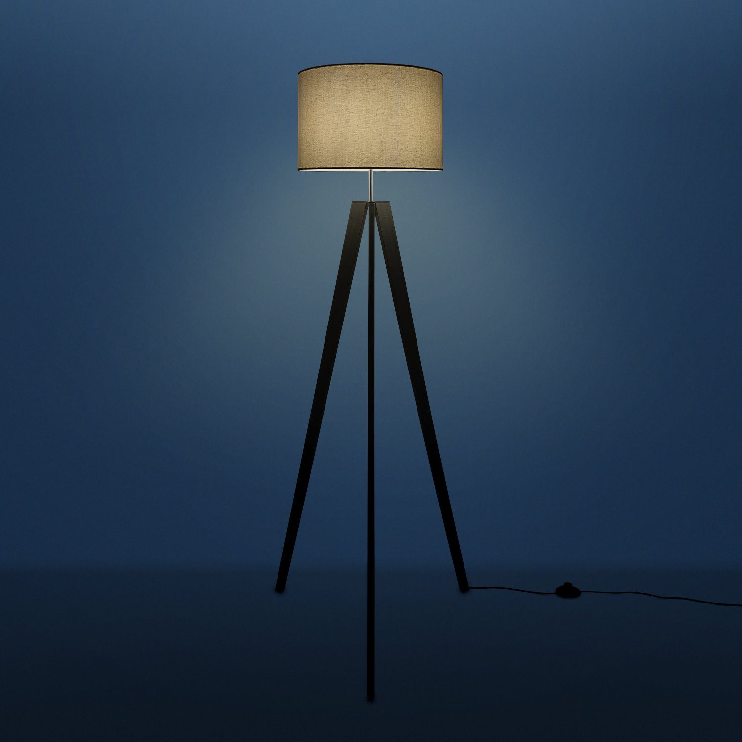 Paco Home Stehlampe Canvas uni Fuß Skandinavischer Color, Stehlampe ohne Vintage E27 Lampe Leuchtmittel, Stil LED Wohnzimmer