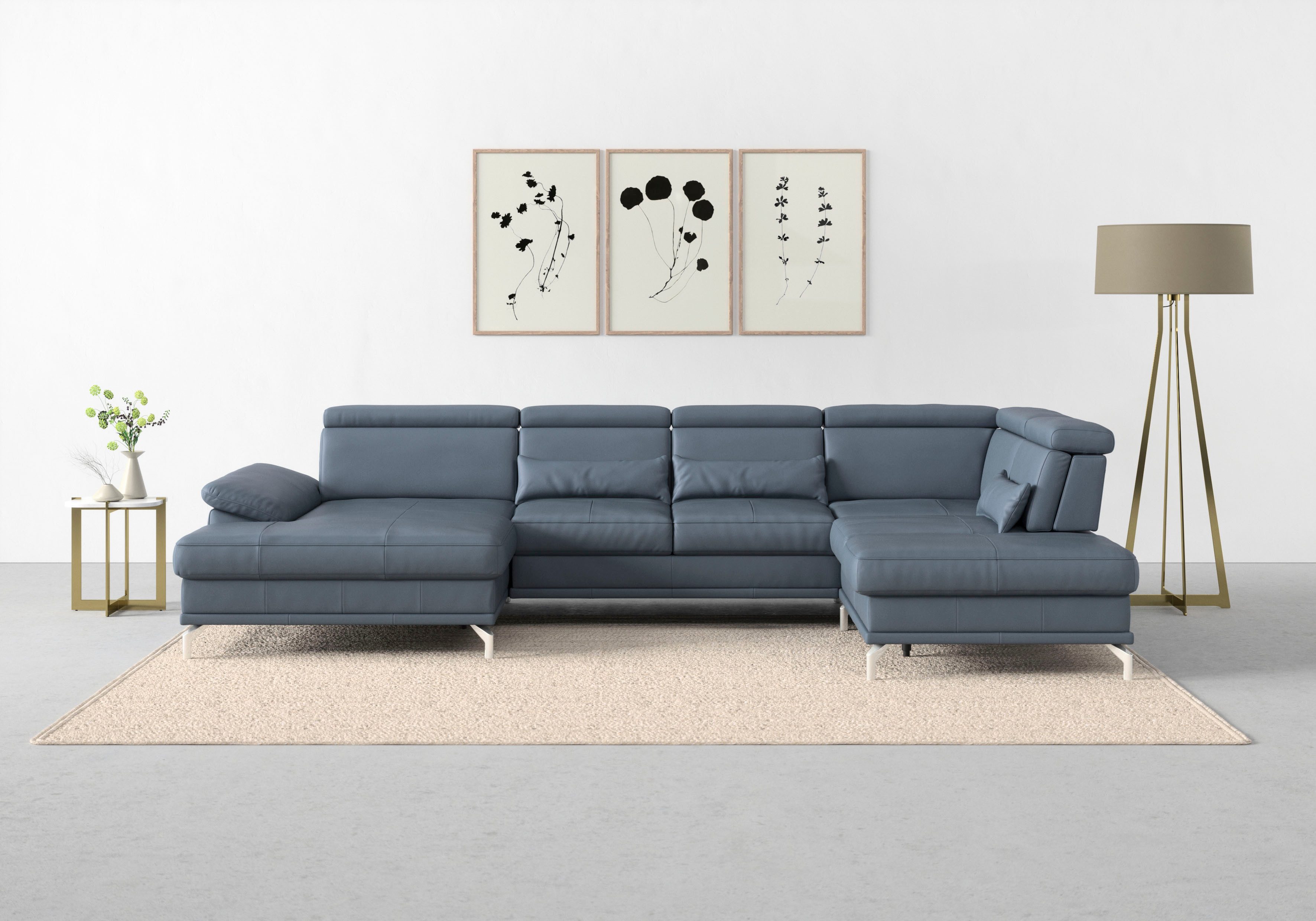 sit&more Wohnlandschaft Cabrio U-Form, B: 359 cm, mit Sitztiefen-, Arm- & Kopfteilverstellung, 3 Nierenkissen, Federkern, optional Bettfunktion und Stauraum