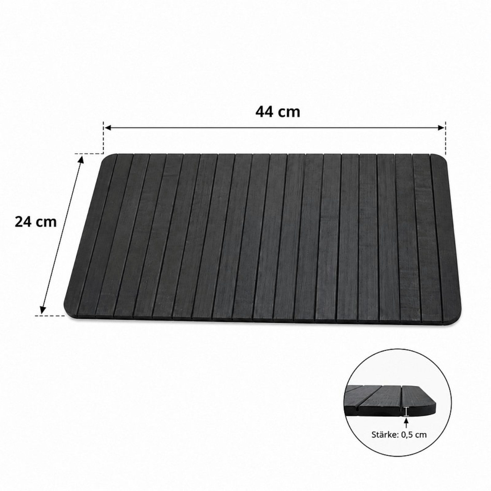Koopman Tablett Couch 44x24 cm Bambus Braun/Schwarz, Holz, (Stück, 1-tlg., Packung), Natur Braun, Lamellen, flexibel, Stopper Unterseite – Bild 3 von 5