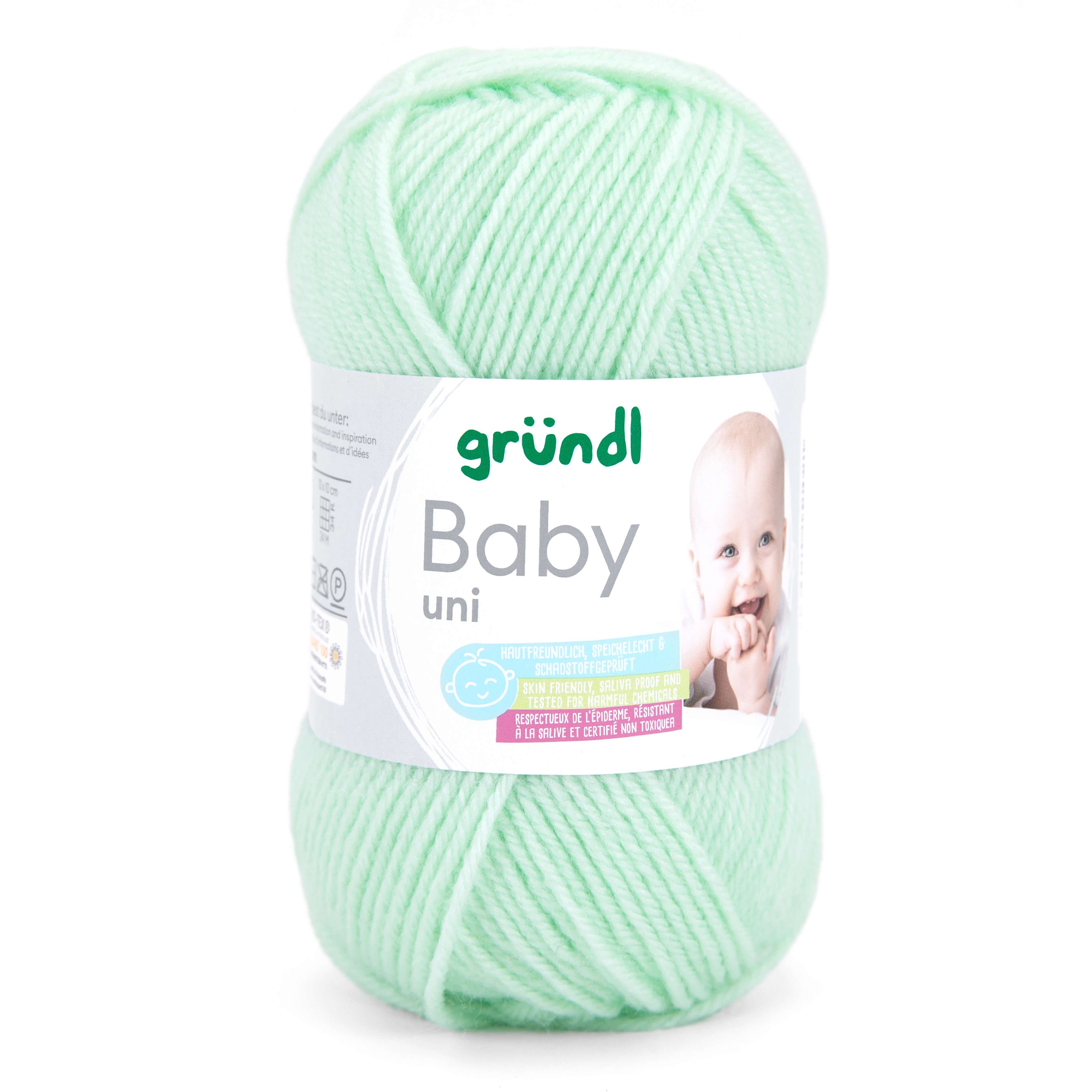 Gründl Wolle Baby uni 50g Babywolle zum Stricken und Häkeln Häkelwolle, 150,00 m (Strickgarn, Handstrickgarn, Strickwolle, hautfreundlich, spreichelecht), weich und pflegeleicht