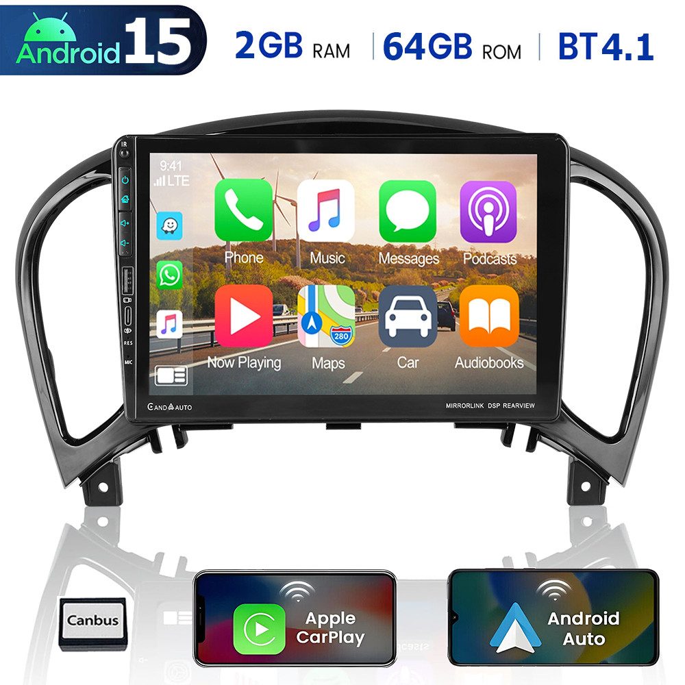 ESSGOO DAB+ Android 15 Autoradio für nissan juke 2011-2016 Carplay GPS WIFI Autoradio (Digitalradio (DAB), 4+64GB(optional), RDS, AM, FM, Apple Carplay Android Auto GPS Navi WIFI BT EQ)