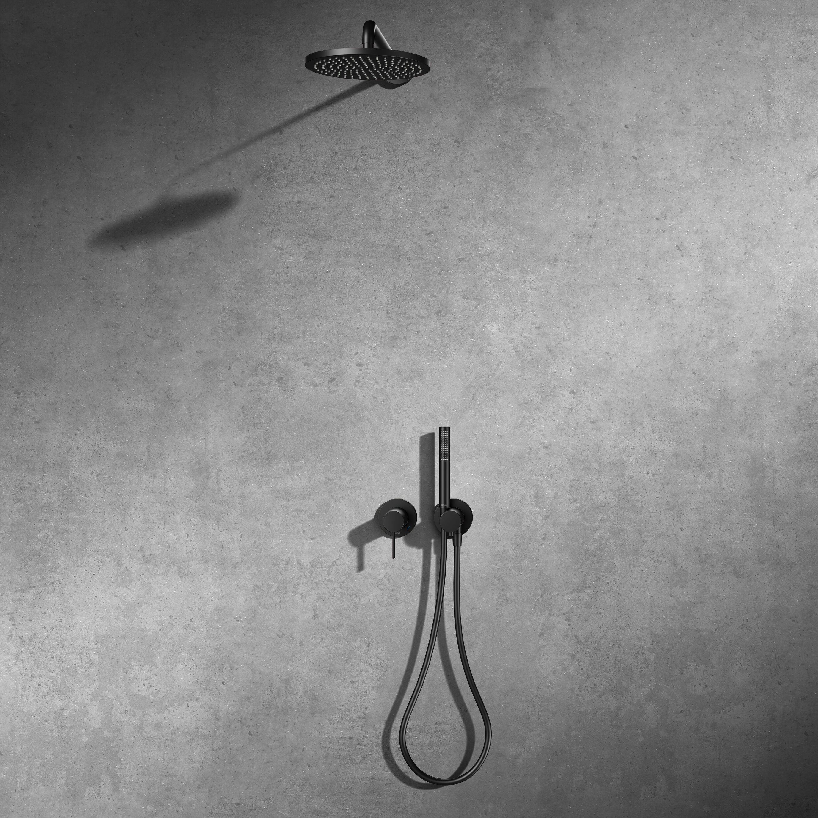 Keuco Duschsystem IXMO, Höhe 100.00 cm, Set, 1 tlg., Einhebelmischer, Hand- & Kopfbrause, schwarz, runde Rosetten
