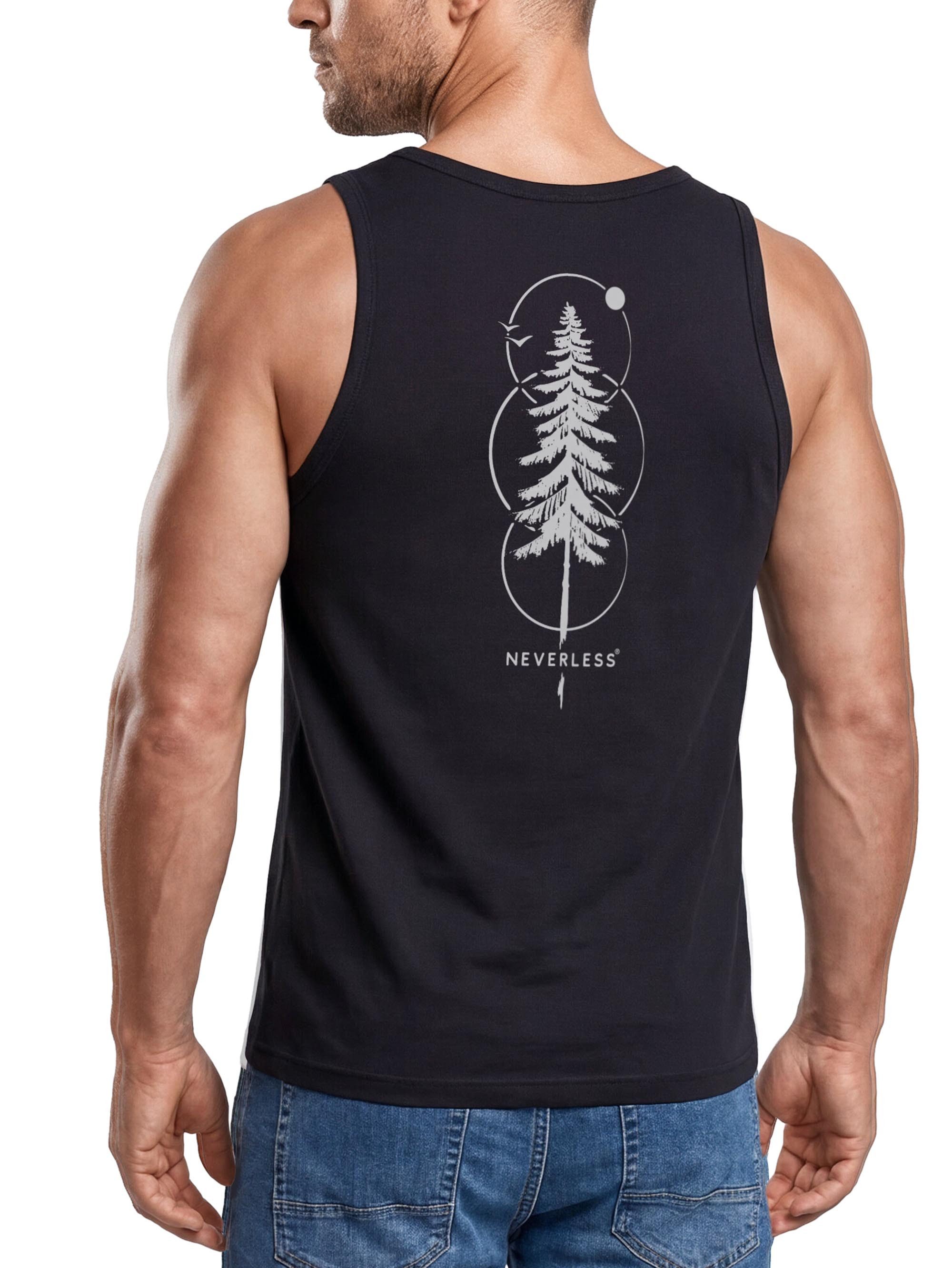Neverless Tanktop Tanktop Herren mit Grafik-Print Rückendruck - Outdoor Baum - mit Print