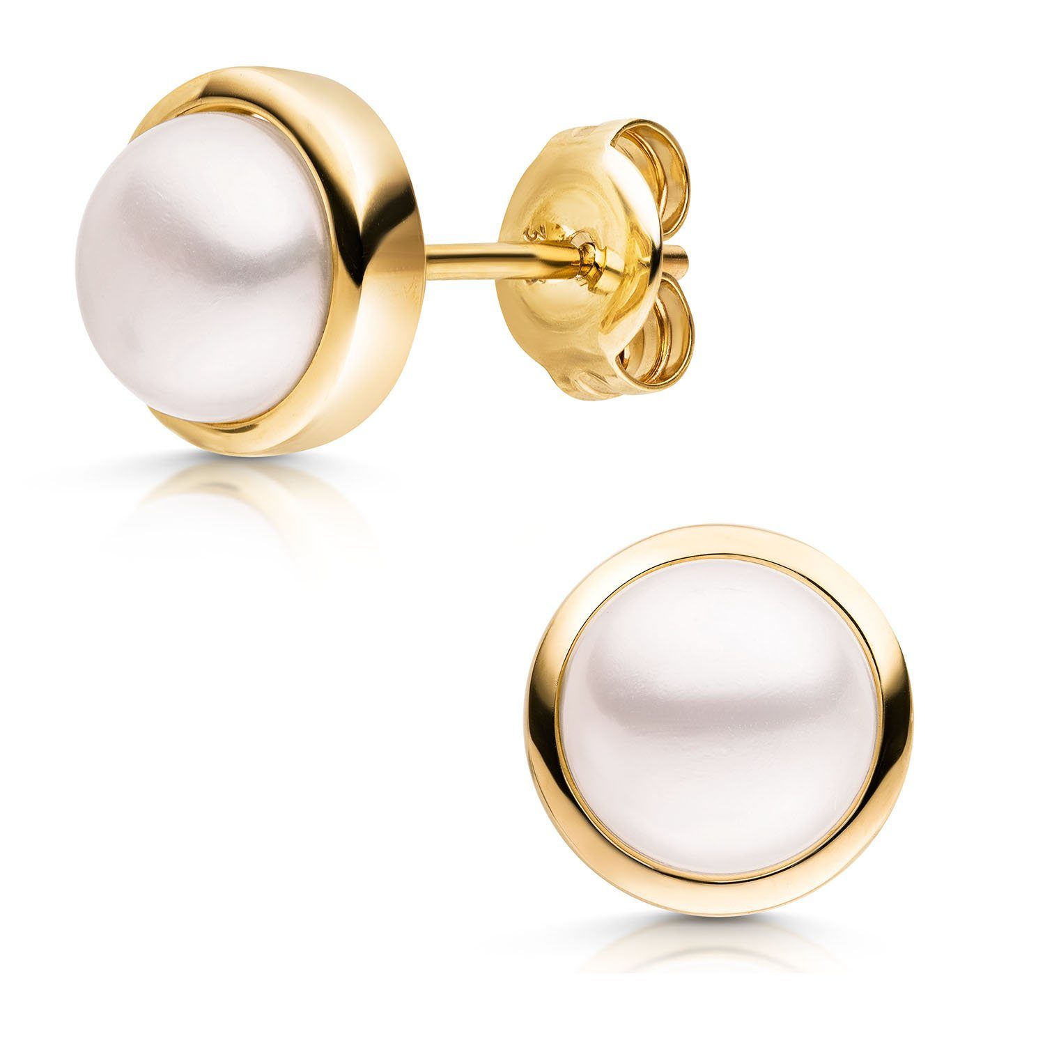 Materia Perlenohrringe Gelbgold mit Süßwasserzuchtperlen weiß Ø8mm GO-13, G günstig online kaufen