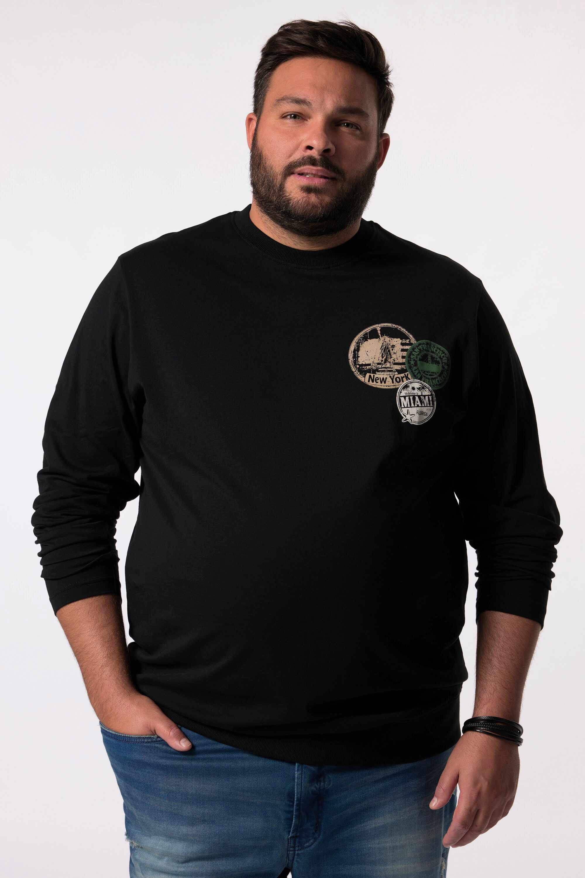 T-Shirt Langarmshirt Bauchfit Brustprint