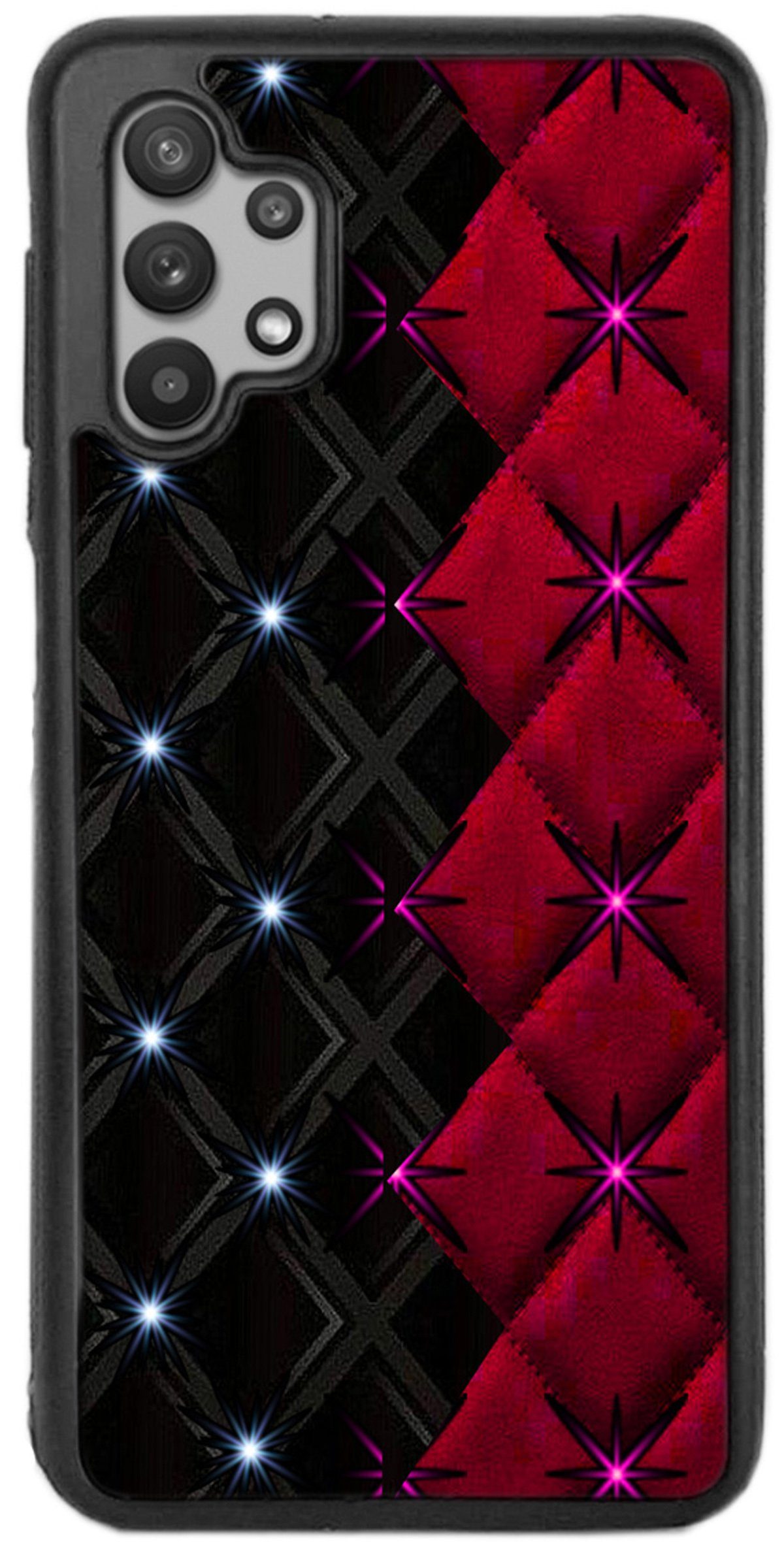 Traumhuelle Handyhülle TPU HÜLLE Silikon MOTIV 450 Case Cover Schutzhülle Backcover Etui 5G, Rot Sterne Bild Handy Bumper Smartphone Rückschale Schwarz