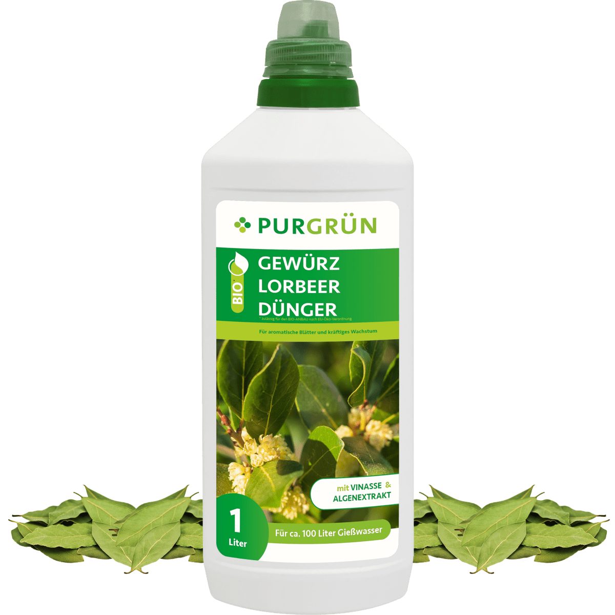 Gemüsedünger Purgrün Bio Gewürzlorbeer Dünger, NPK 4+1+7, Algenextrakt, 1 Liter