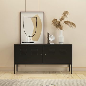 en.casa Sideboard, Sideboard 'Pyhtää' 118x40x60cm Stahl Schwarz