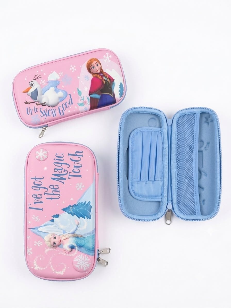 Disney Federmäppchen Frozen Federmäppchen Elsa Anna Olaf mit Innenfächern 22 cm, (Set, 1-tlg., Geschenk-Set), Mit Stiftehaltern, Netzfach und zwei verschiedenen Frozen Motiven