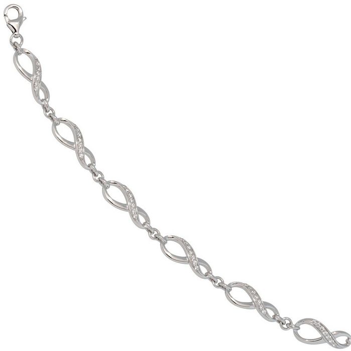 Schmuck Krone Silberarmband Armband Armkette aus Unendlichkeit-Symbolen mit Zirkonia 925 Silber 19cm