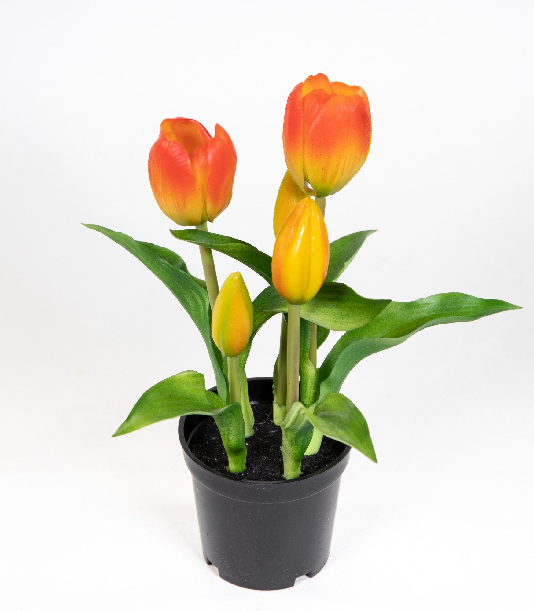 Kunstblume Tulpen Real Touch 24cm im Topf ZF Kunstpflanzen künstliche Blumen Tulpentopf, Seidenblumen Roß, Höhe 24 cm, Orange