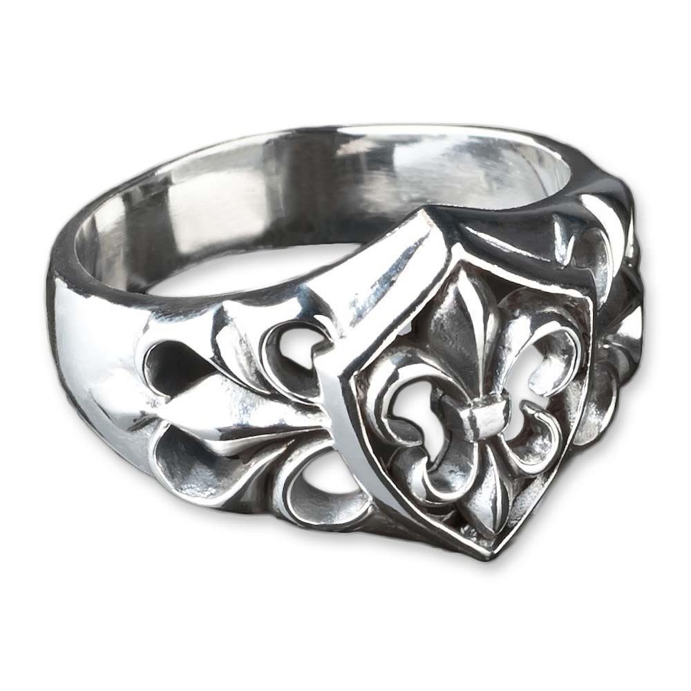 viva-adorno Silberring Ring Fleur de Lys Lilien Ring Wappen Siegelring 925 günstig online kaufen