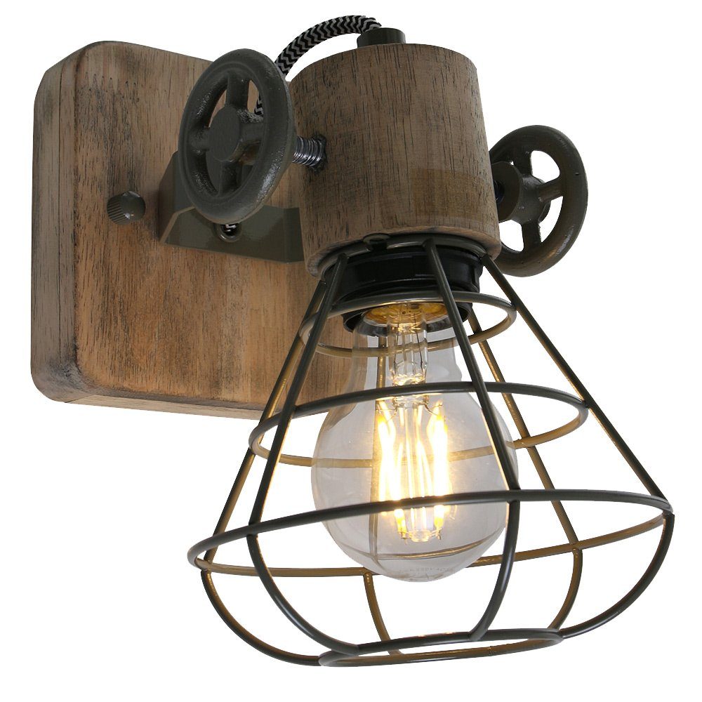 inklusive, Wandleuchte, Leuchte nicht Wohn Steinhauer Wand Leuchtmittel LIGHTING Spot grün Industrial Holz Design Käfig Lampe Zimmer