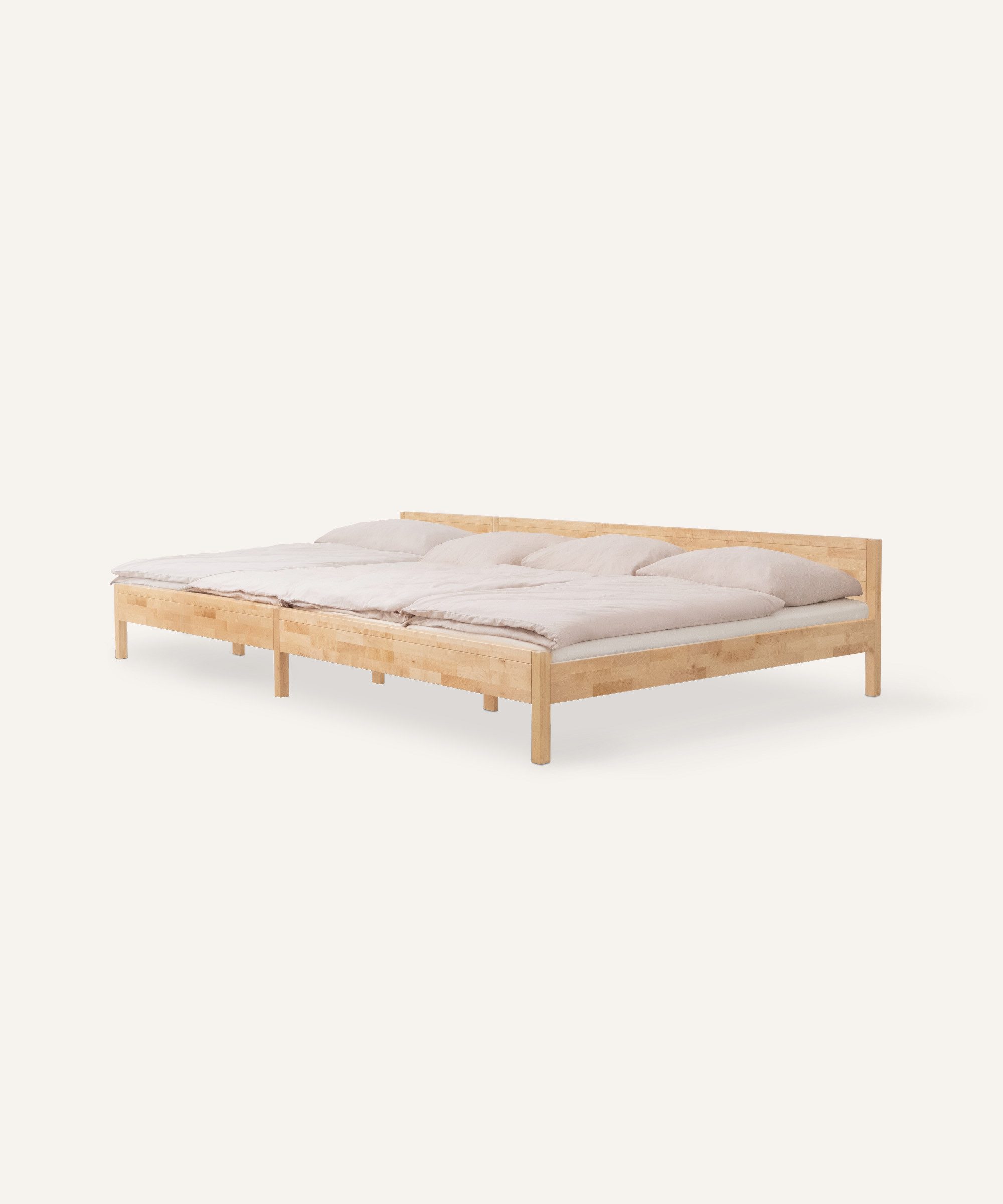 Ehrenkind Holzbett Familienbett aus massivem Birkenholz (360x200cm, modulare Bauweise, gemeinsamer Schlafplatz für die ganze Familie), Made in Europe