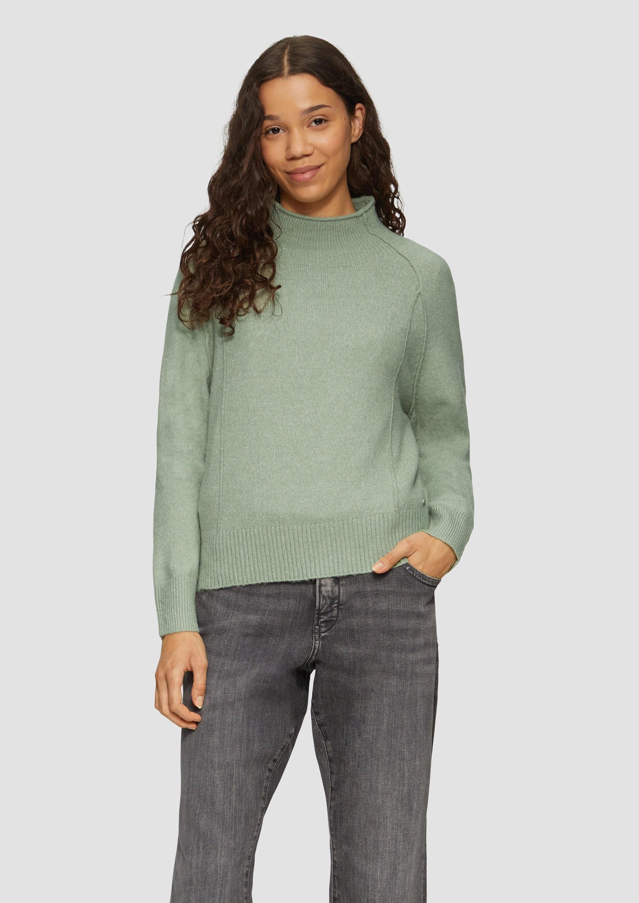 QS Longpullover Strickpullover Melierter Strickpullover mit Stehkragen günstig online kaufen