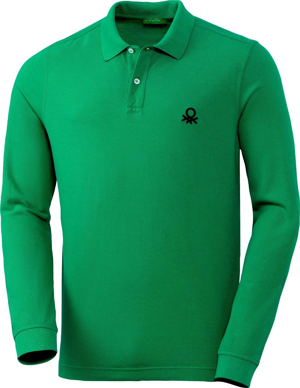 United Colors of Benetton Langarm-Poloshirt aus Baumwolle grün