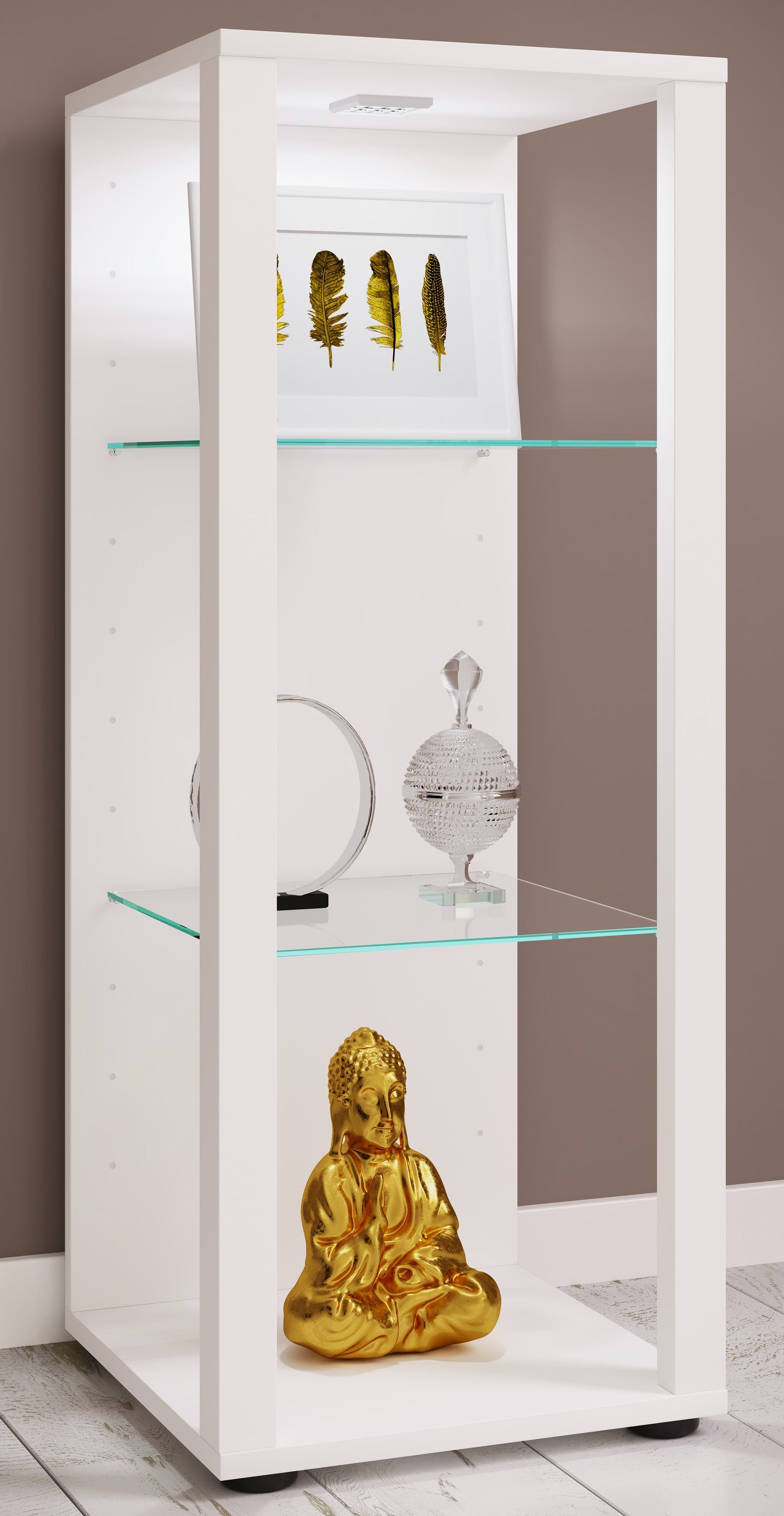 VCM Standvitrine Holz Glas Stand Vitrine Sammelvitrine Glasol M