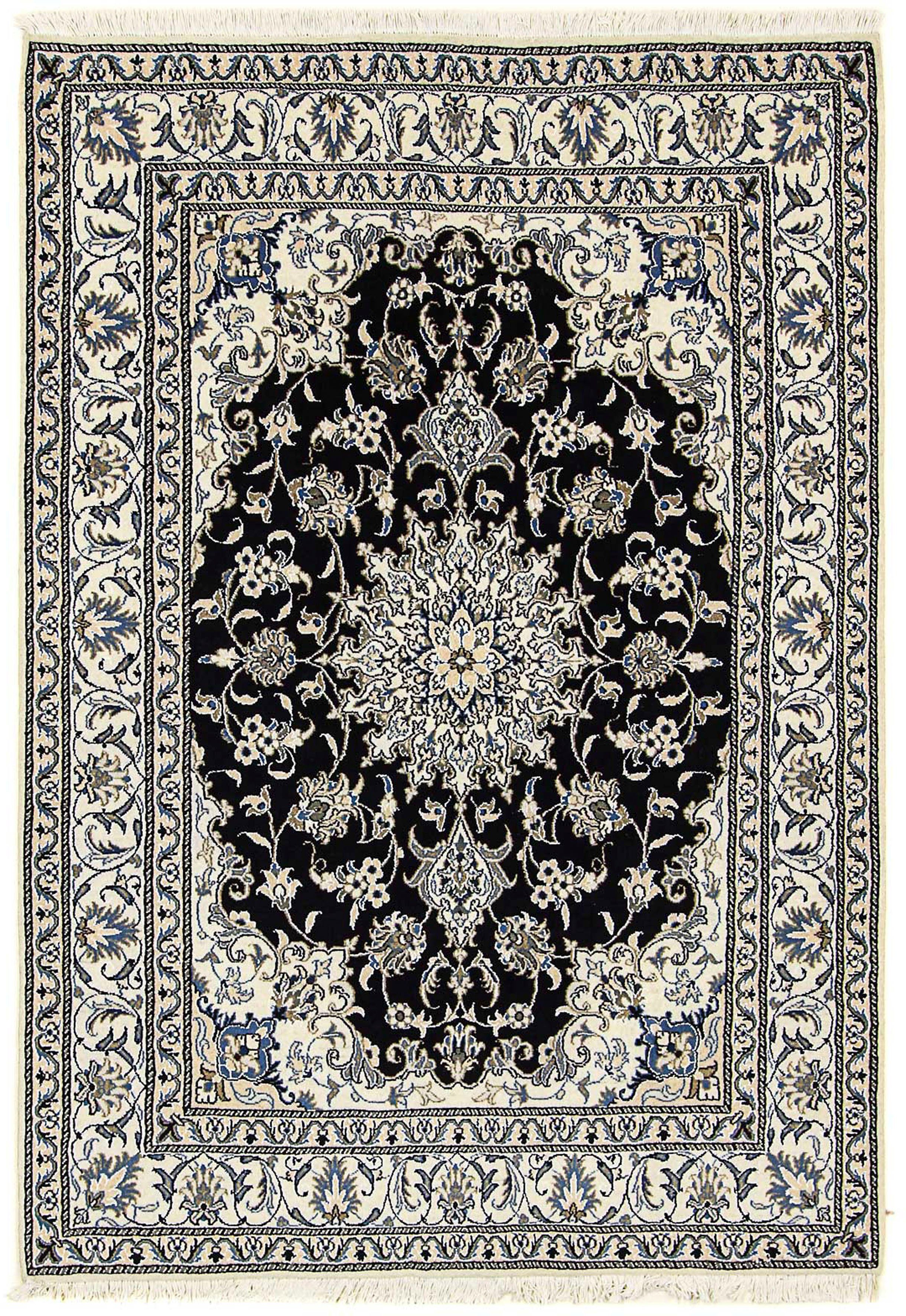 Orientteppich Perser mm, 146 - Wohnzimmer, dunkelblau, Handgeknüpft, - 12 Höhe: cm morgenland, 207 Einzelstück Nain mit x rechteckig, Zertifikat 