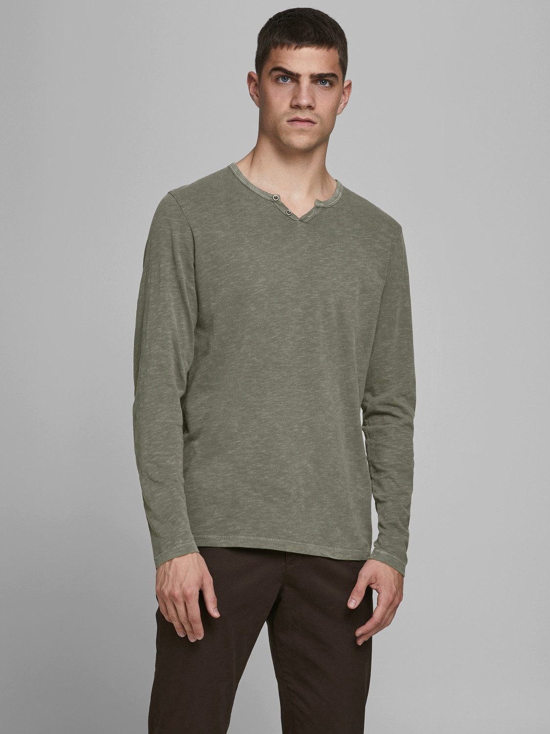 Jack & Jones Langarm-Poloshirt JJESPLIT NECK TEE LS NOOS günstig online kaufen