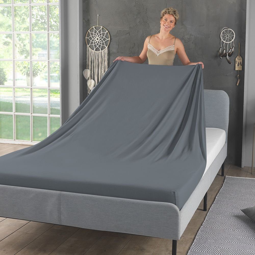 Malika Spannbettlaken Jersey aus 100% Baumwolle, Baumwolle, Gummizug: Rundum, (1 Stück), pflegeleicht und atmungsaktiv, verschiedene Größen und Farben