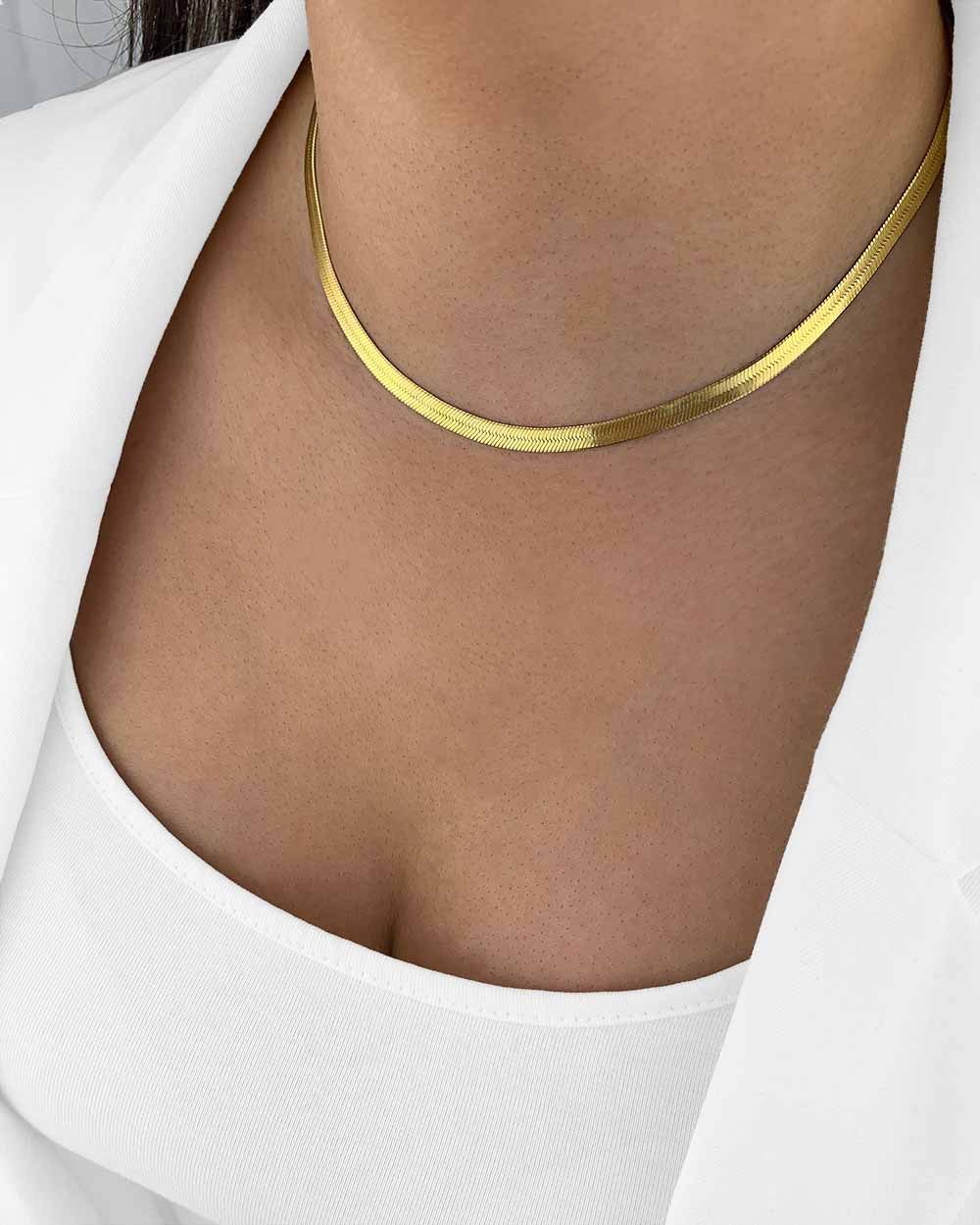 DANIEL CLIFFORD Schlangenkette 'Jasmine' Damen Halskette Silber 925 vergoldet Choker (inkl. Verpackung), größenverstellbare Silberkette, 4,5mm Breite – Bild 4 von 5