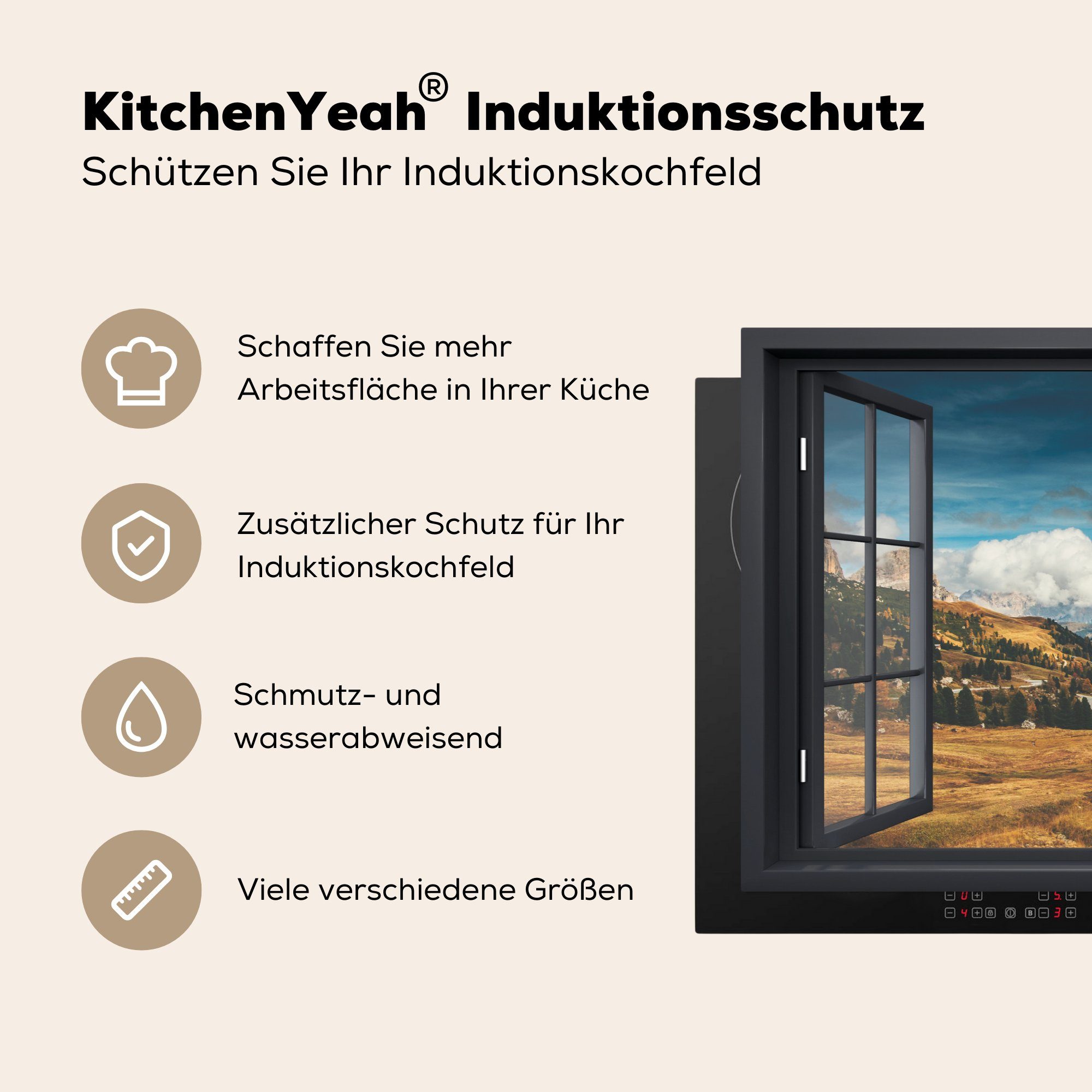 - küche, für Vinyl, - tlg), Ceranfeldabdeckung Induktionskochfeld MuchoWow Aussicht Weg Berg, 81x52 Schutz (1 Herdblende-/Abdeckplatte cm, die