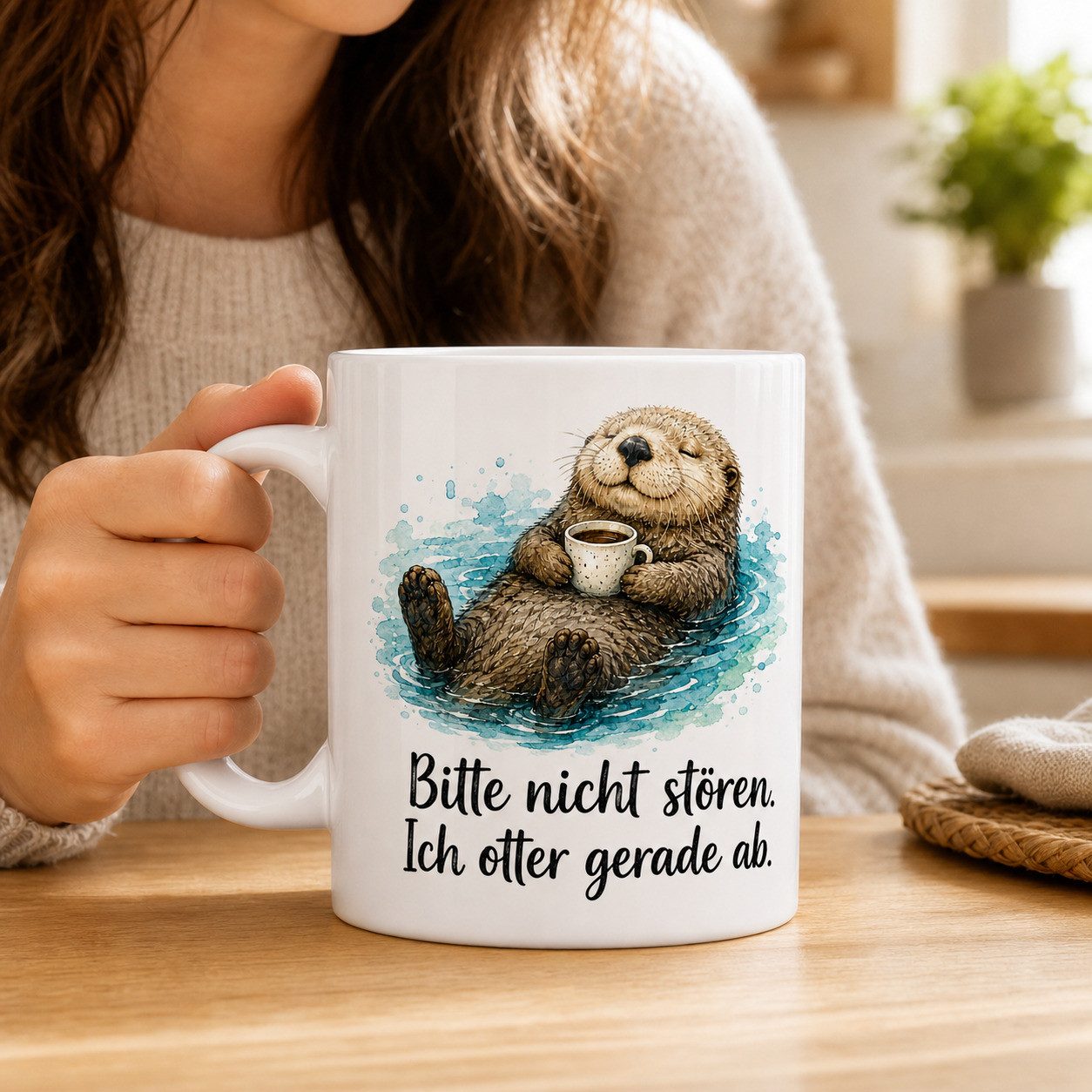 WS-Trend Tasse Otter Kaffeetasse - Geschenkidee mit Spruch - weiss aus Keramik 330 ml, Keramik – Bild 2 von 4