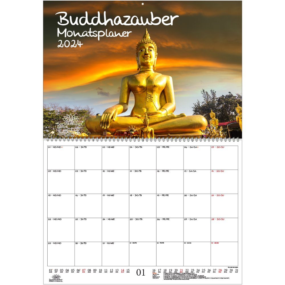 Seelenzauber Wandkalender Buddhazauber Planer DIN A2 Kalender für 2025
