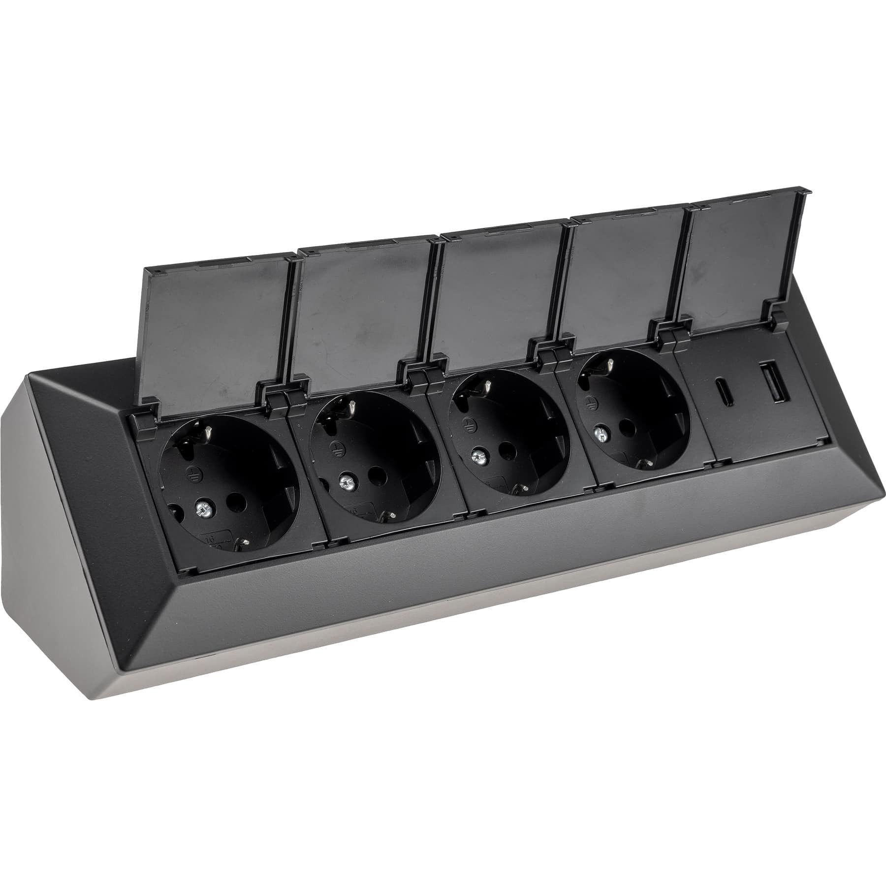 ChiliTec CHILITEC Steckdosenblock 23963, 4-fach, mit Schutzklappen, USB-A+C Steckdosenleiste