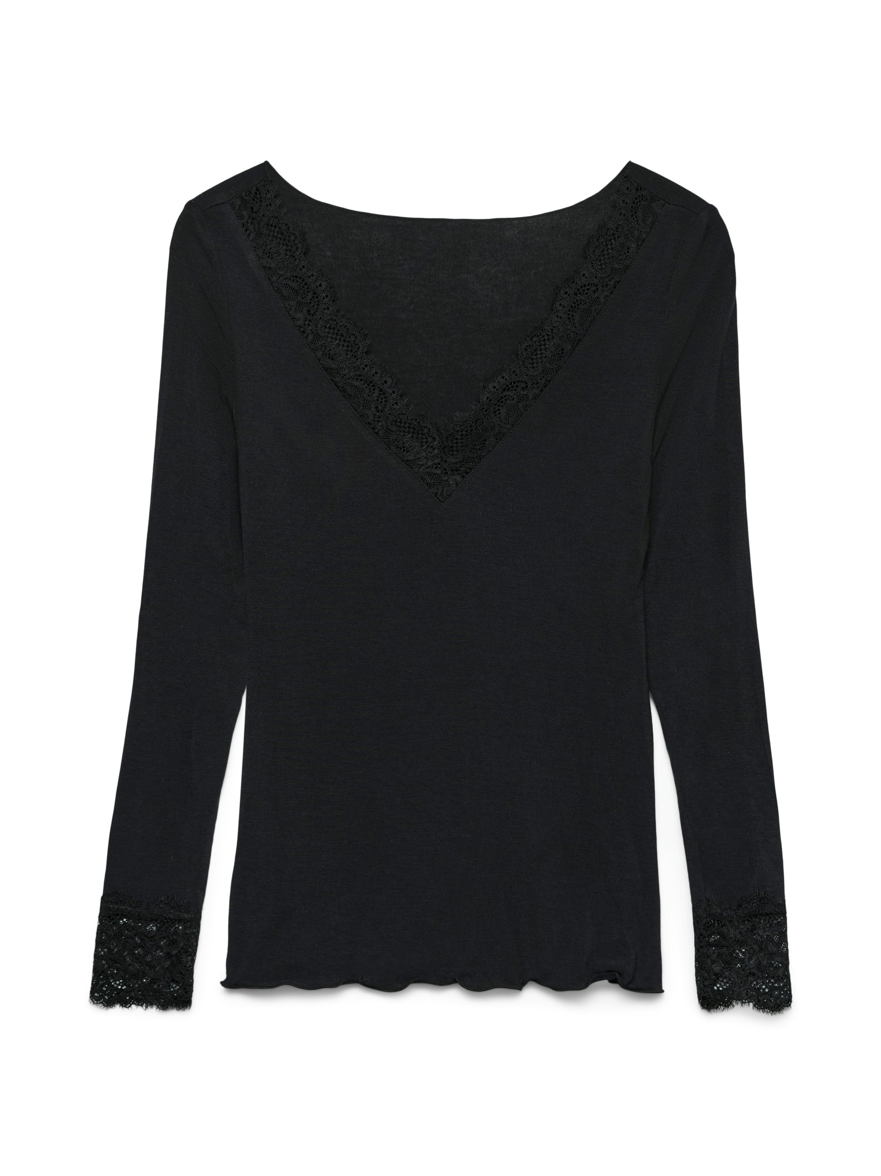 Langarmshirt VMSKYE LS V-NECK LACE TOP JRS NOOS