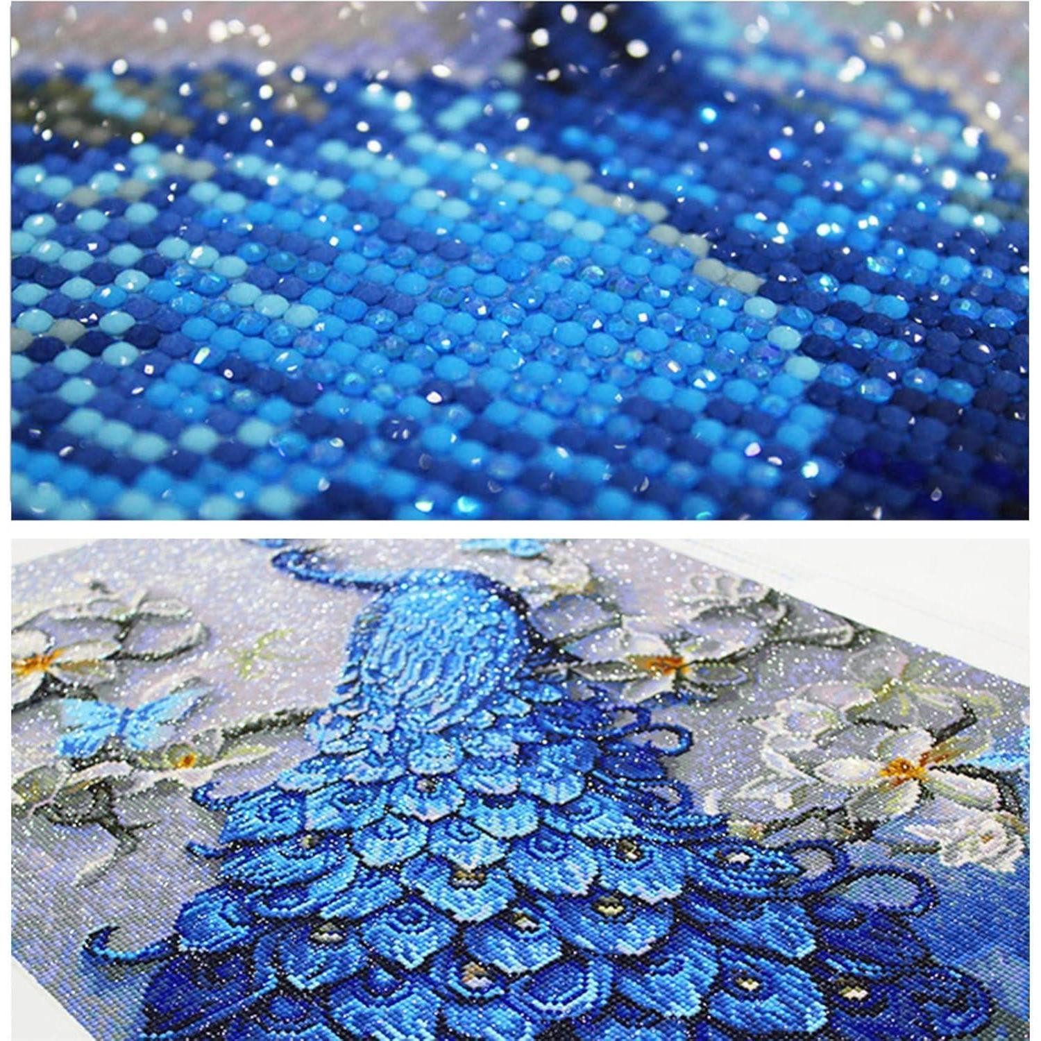 LuxusKollektion Leinwandbild Diamond Painting 5D Drill Pfau Erwachsene XXL Set Zubehör 100x50cm – Bild 5 von 5