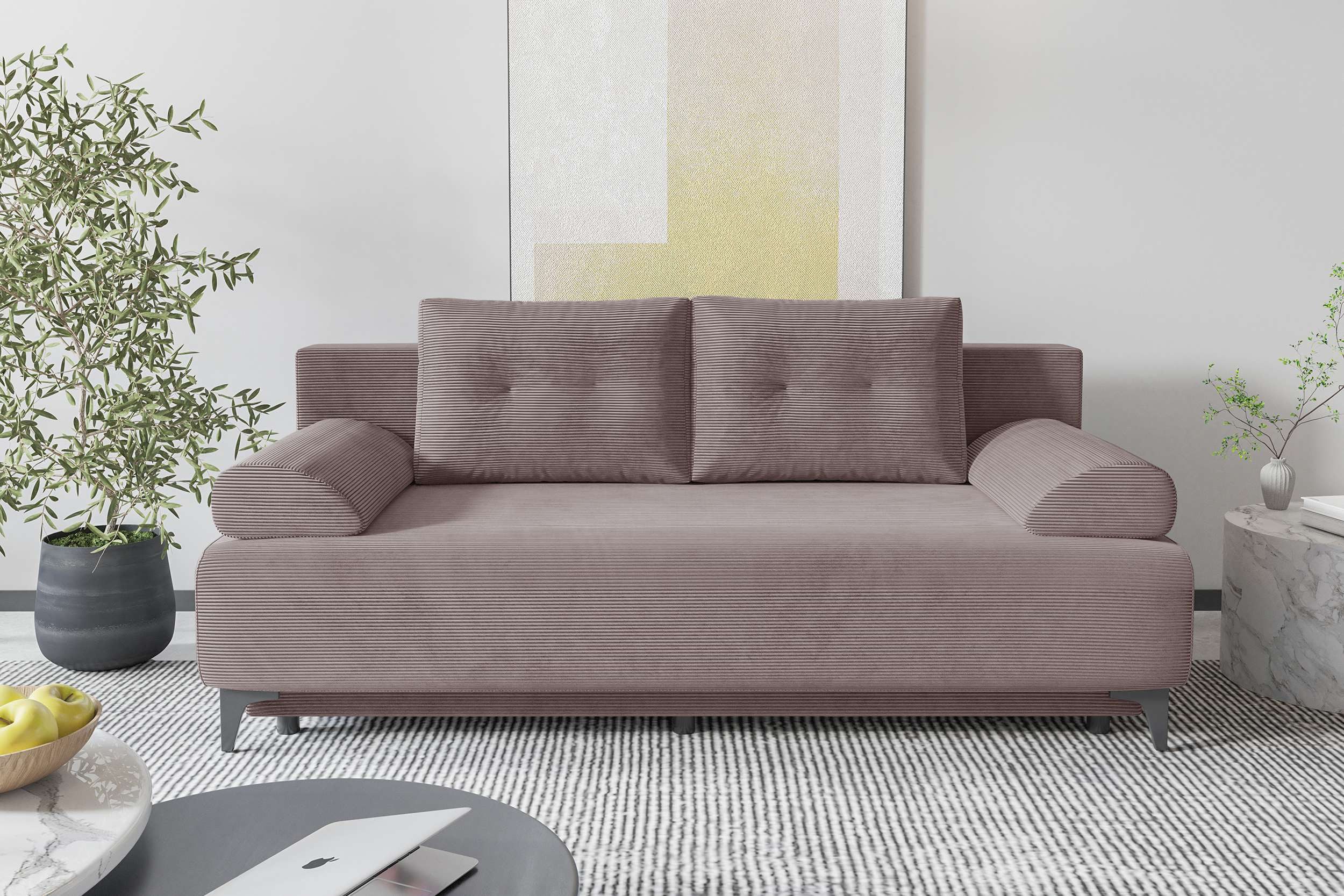 99rooms 3-Sitzer Fiora, Sofa, Inkl. 2 Rückenkissen, 2 Armteilkissen, mit Rundumbezug