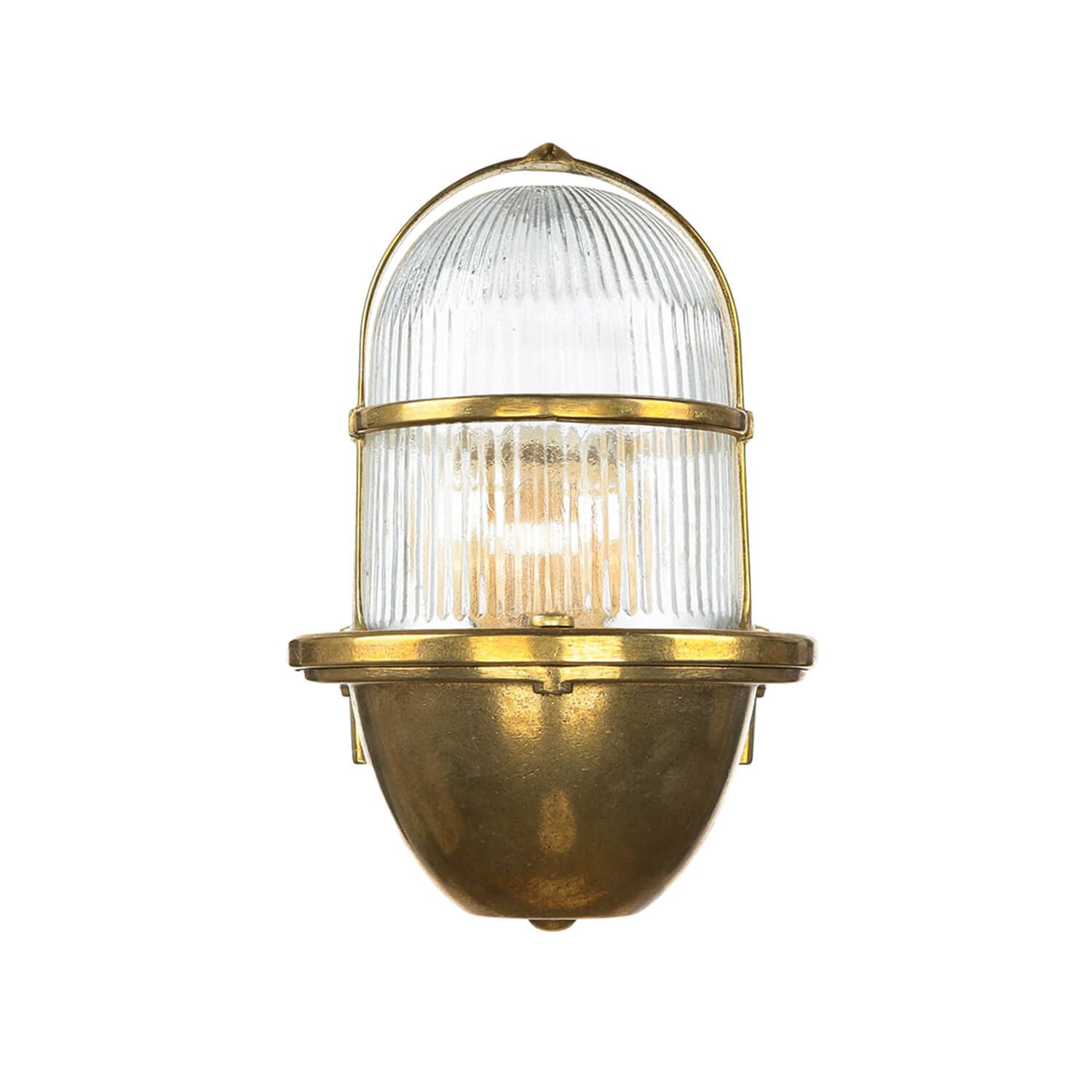 Licht-Erlebnisse Außen-Wandleuchte SANTORIN, ohne Leuchtmittel, Wandlampe Messing IP64 Maritim Premium Schiffslaterne Hof Haus