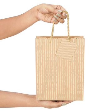 Belle Vous Geschenkbox Geschenktüten aus Kraftpapier mit metallischem Muster (15er-Pack), Kraft Paper Gift Bags with Metallic Design (15-Pack)