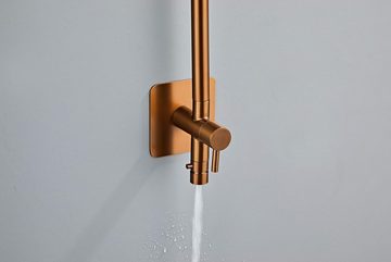 AIYA Bath Duschsystem Design Outdoor Kupfer Edelstahl, Kaltwasser, Modernes dänisches Design, Robust & wetterfest
