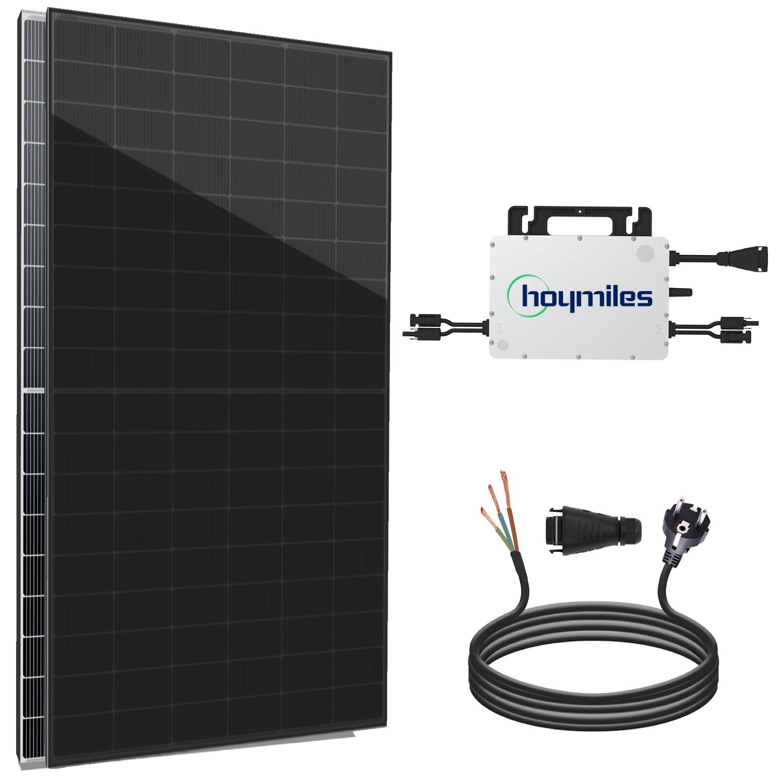 Komplettset Hoymiles 430W Upgradefähiger Solarmodule, 10M inkl. Schuko WIFI Solaranlage 860W Bifazial Wechselrichter, enprovesolar HMS-800W-2T Stecker Balkonkraftwerk