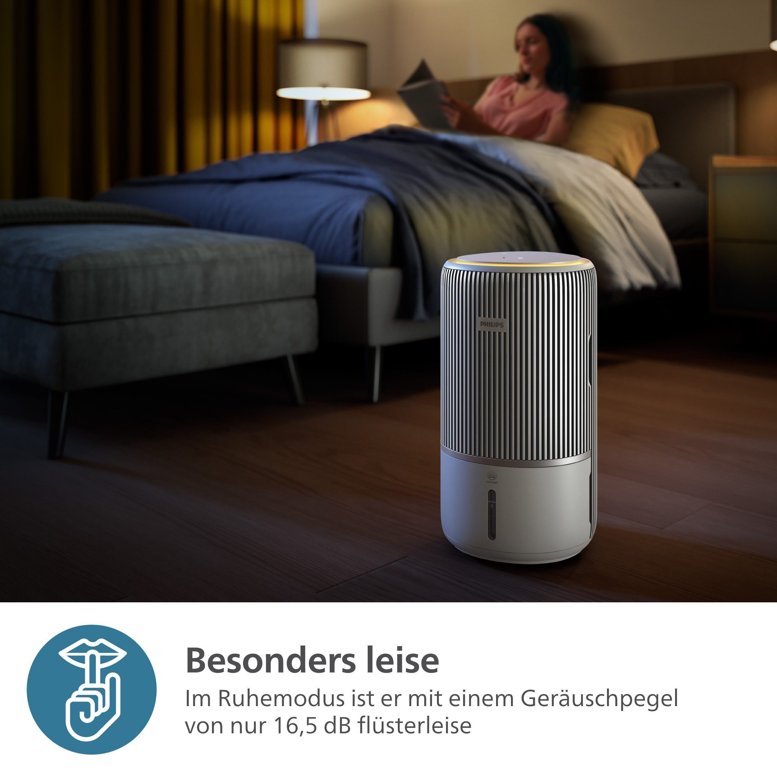 Philips Kombigerät Luftbefeuchter und -reiniger PureProtect Water 3400 Series 2-in-1 AC3420/10, für 60 m² Räume, HEPA13 & Befeuchter 300m³/h Grau App