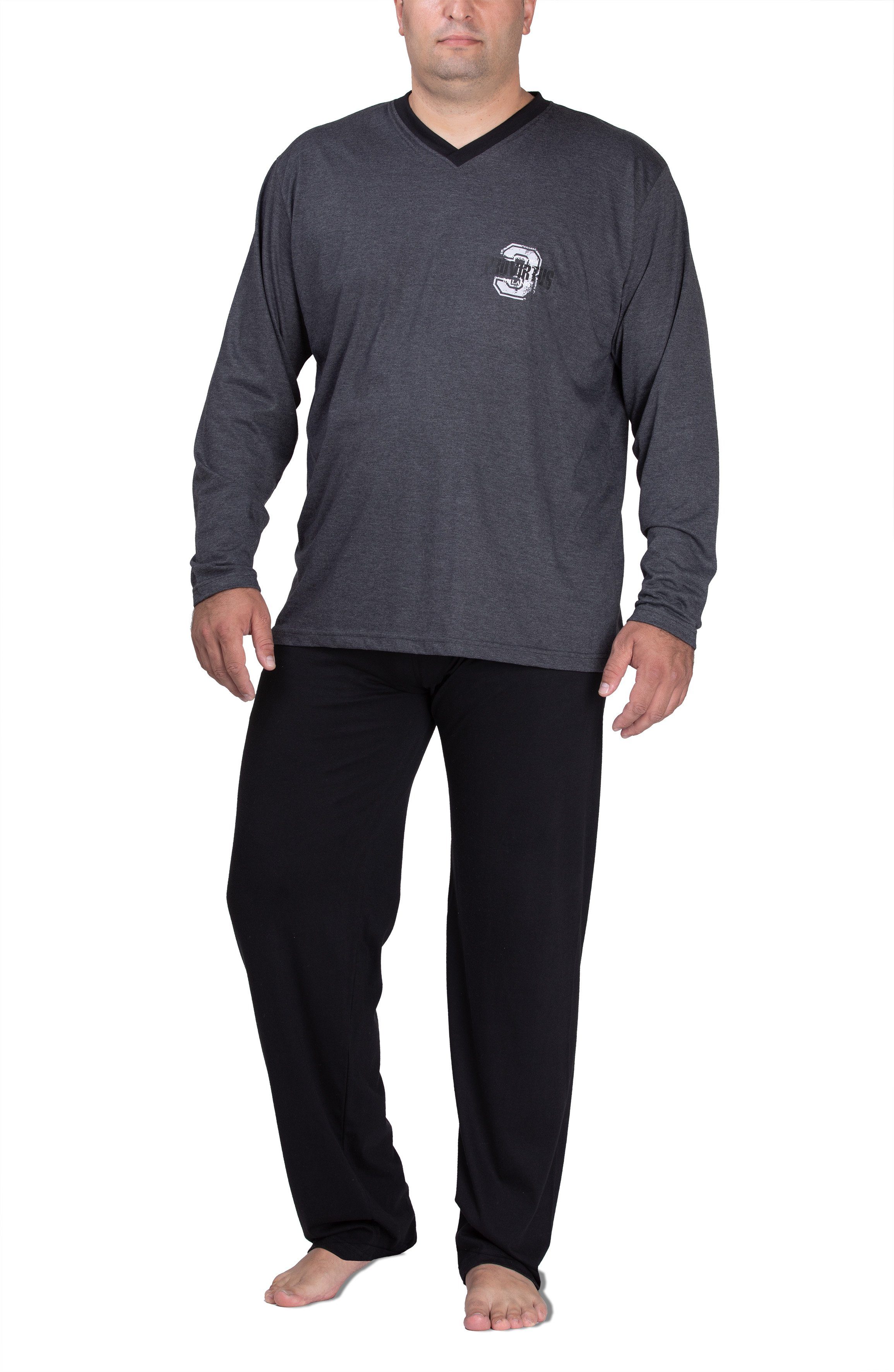 Moonline Pyjama Schlafanzug Herren lang in Übergröße (XXL-5XL) aus Baumwoll günstig online kaufen