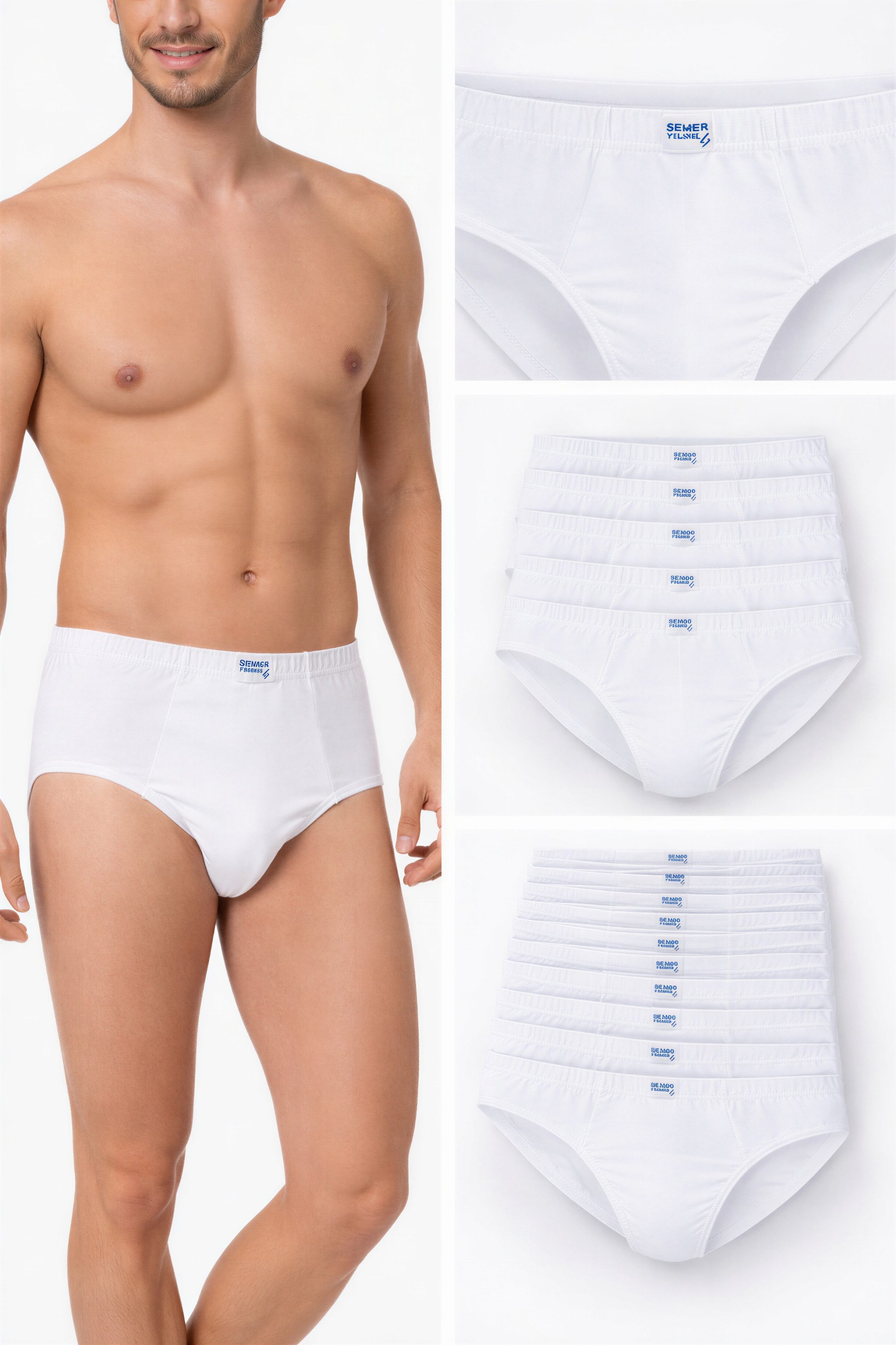 Seher Mensucat Slip Herren Baumwolle Elasthan Unterhosen Basic 6er 10er Pack XS-3XL (Set, 10-St., 6er oder 10er Pack) hoher Tragekomfort
