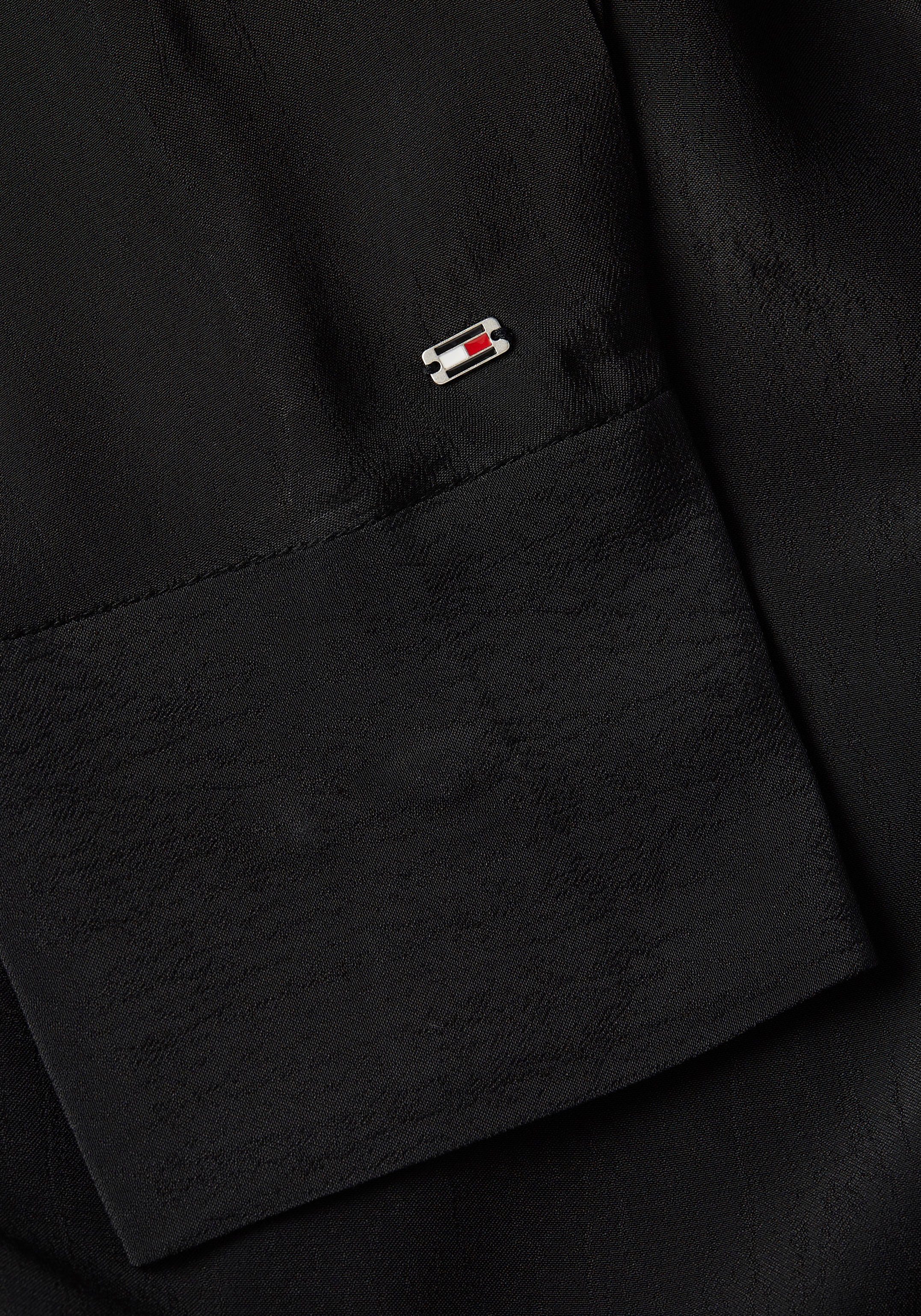 Blusenkleid KNEE Tommy mit DRESS CREPE FLUID Logopatch Black VISCOSE Hilfiger