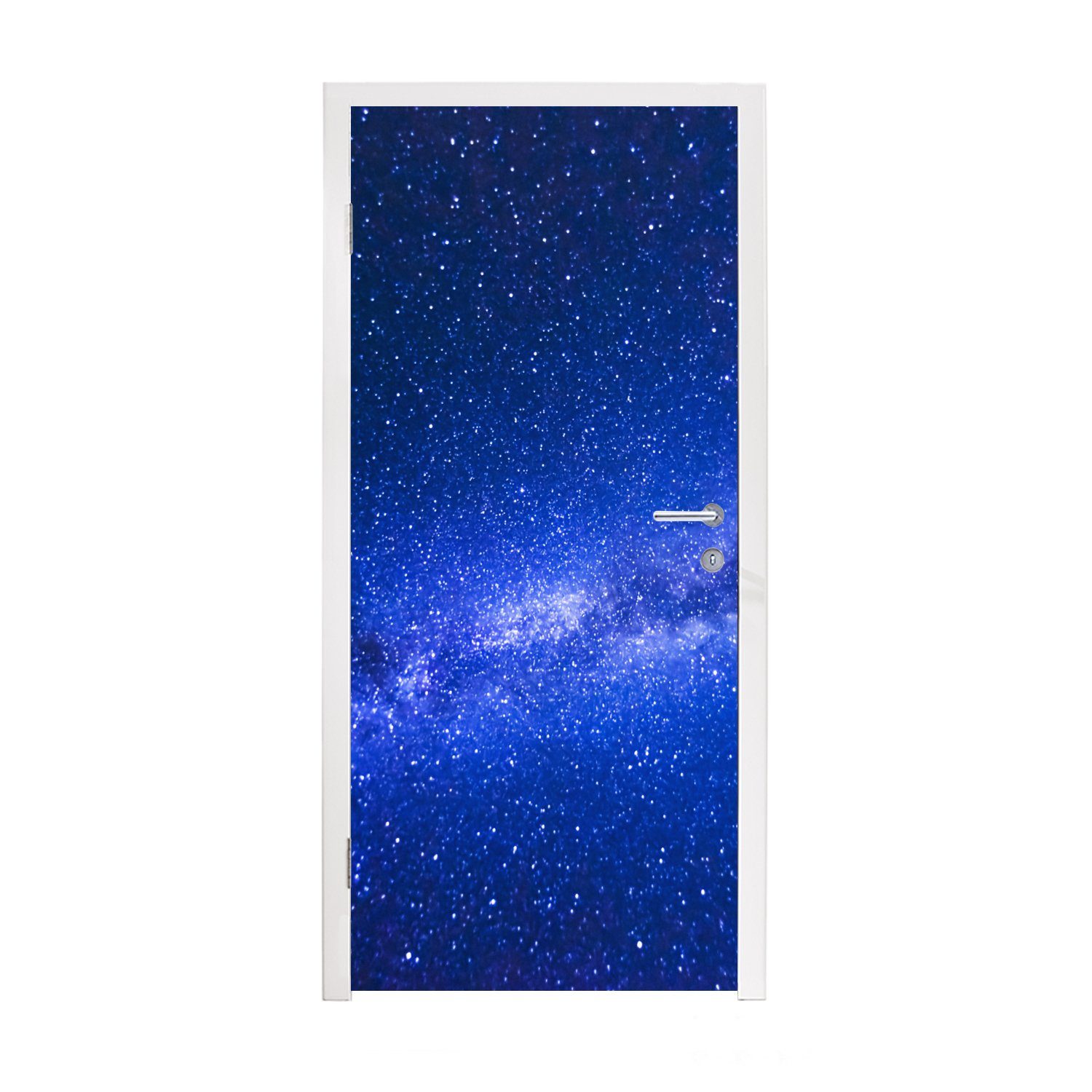 Türaufkleber, blauen Milchstraße Matt, am Tür, Fototapete cm MuchoWow für 75x205 bedruckt, St), (1 Türtapete Himmel,