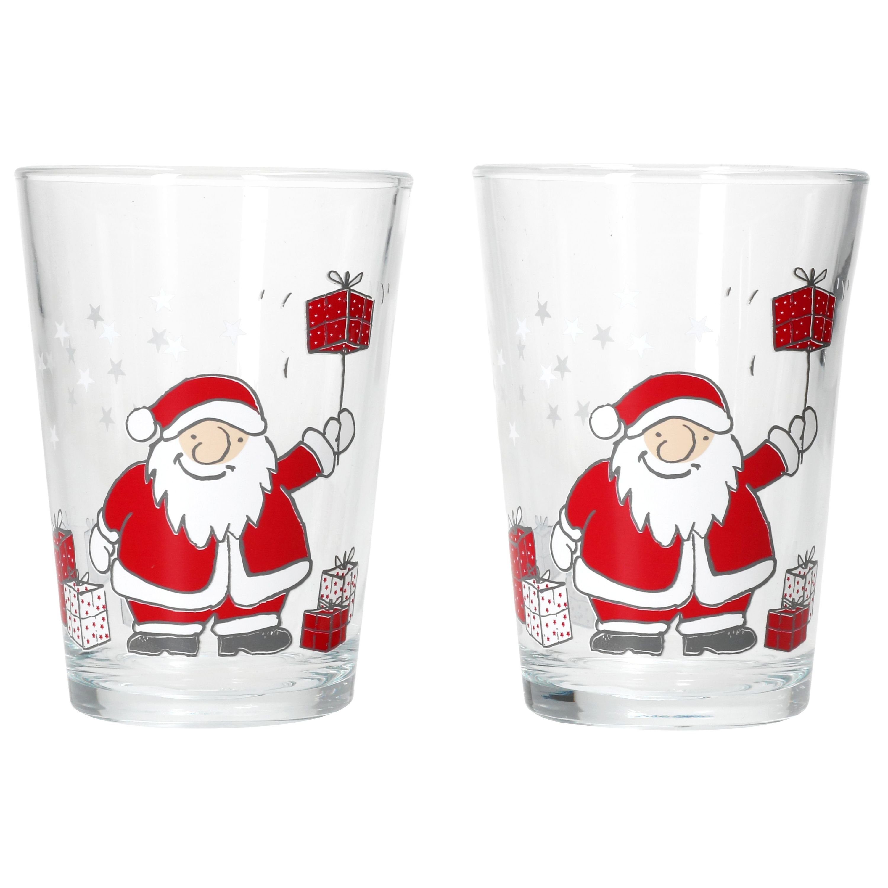 Ritzenhoff & Breker Glas Ritzenhoff Santa Family Winter 2x Glühweingläser 240ml H11cm, Glas, Weihnachtsgeschirr, Weihnachten, Weihnachtsset, Geschirr