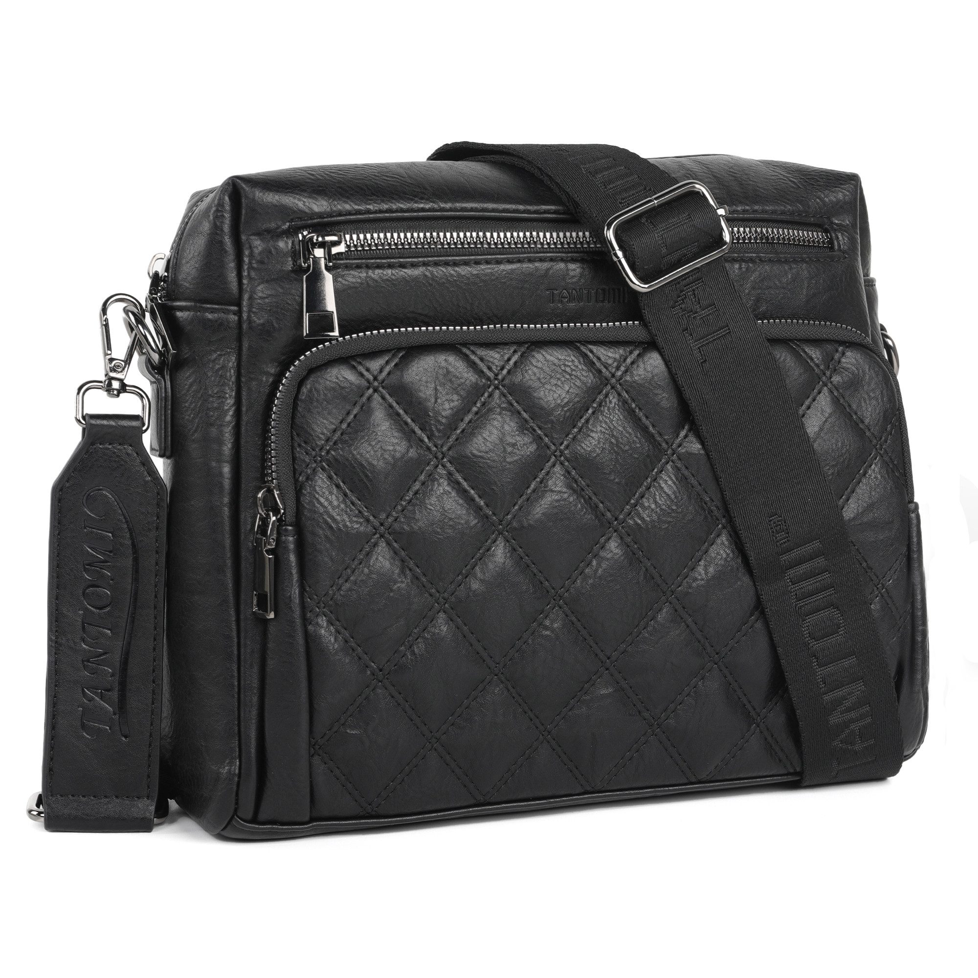 TANTOMI Umhängetasche Damen Schultertasche Mittelgroß, Crossbody Bag mit Mehreren Fächern, Damen Handtasche Leicht Henkeltasche Schultertasche