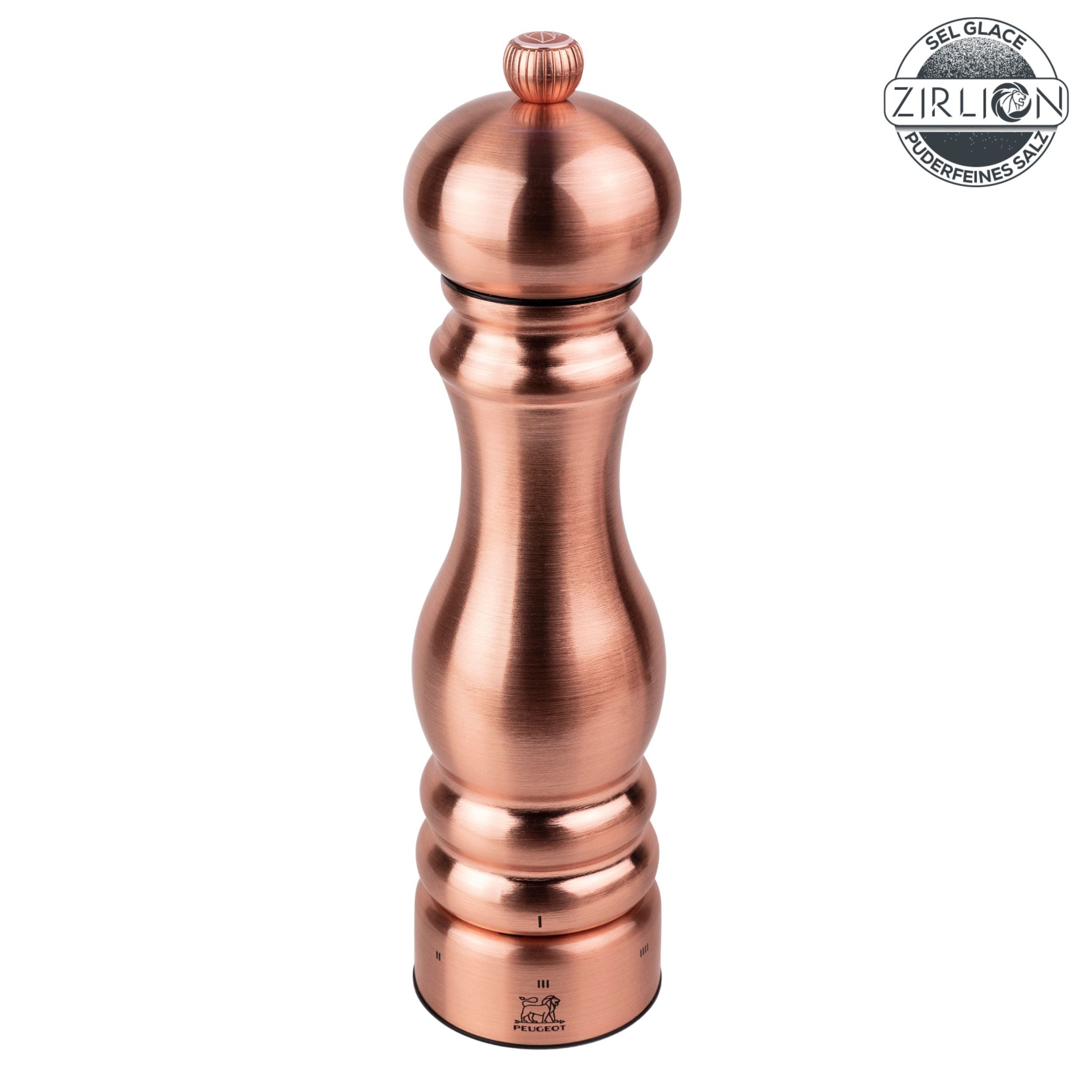 PEUGEOT Salzmühle PARIS CHEF 22cm Edelstahl Kupfer Zirkonia-Mahlwerk Gewürzmühle Manuell